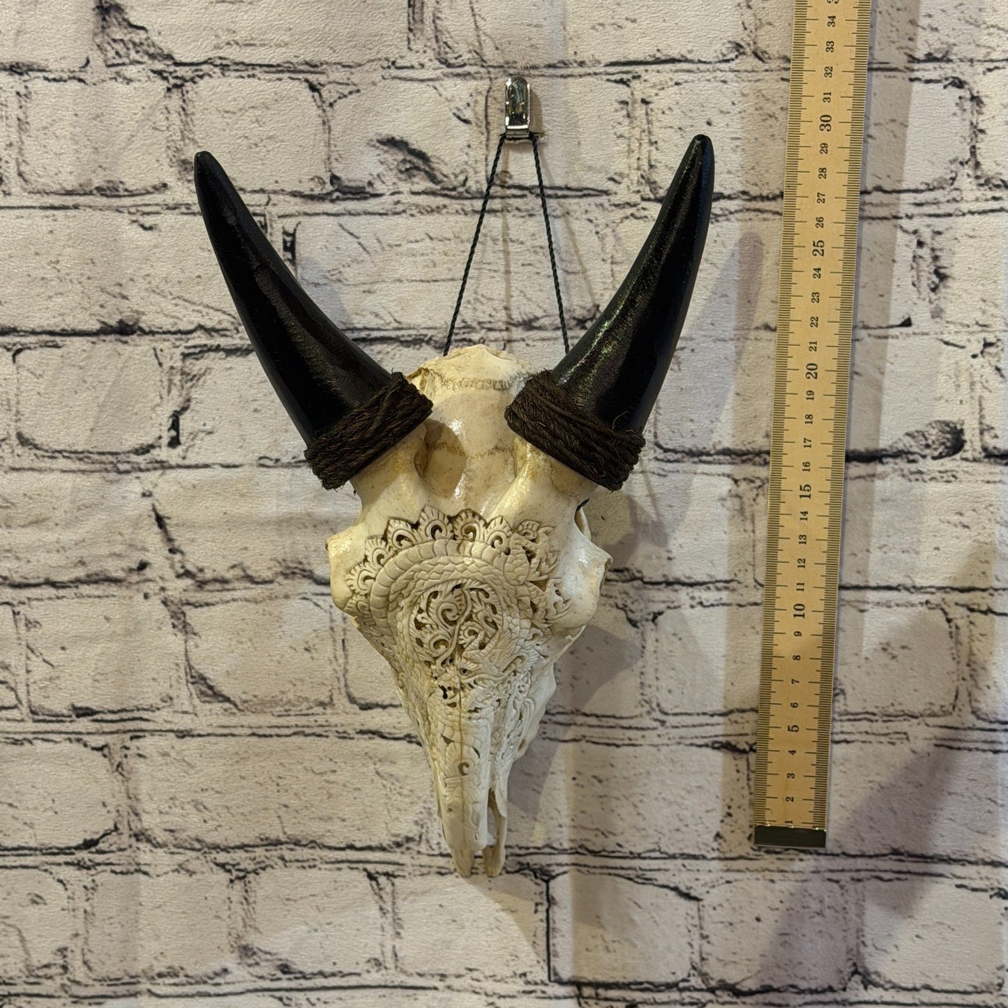 30cm Carved Buffalo Ram Wild Replica Skulls Wall Hanging Carved Stand Design 45