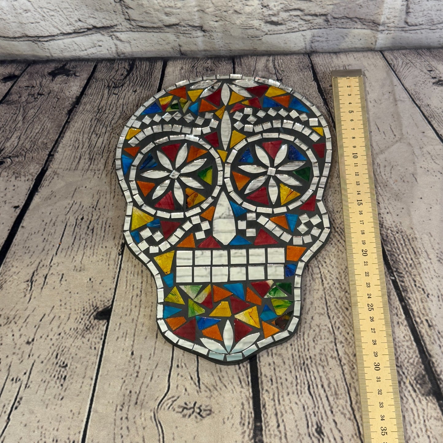 Rainbow Skull Mosaic Tile Wall Mirror 30cm x 20cm 12 Inches Handmade New5