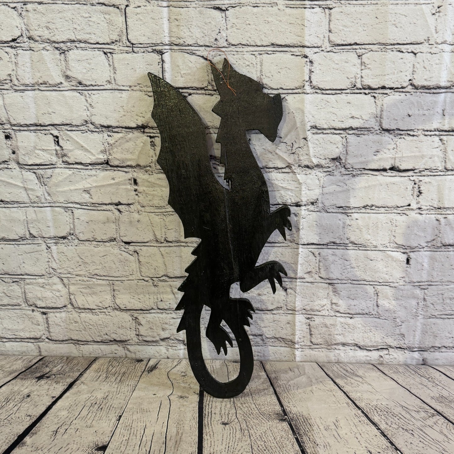 45cm Dragon Carved Wooden Dot Painted Ethnic Tribal Tiki Wall Art No 55