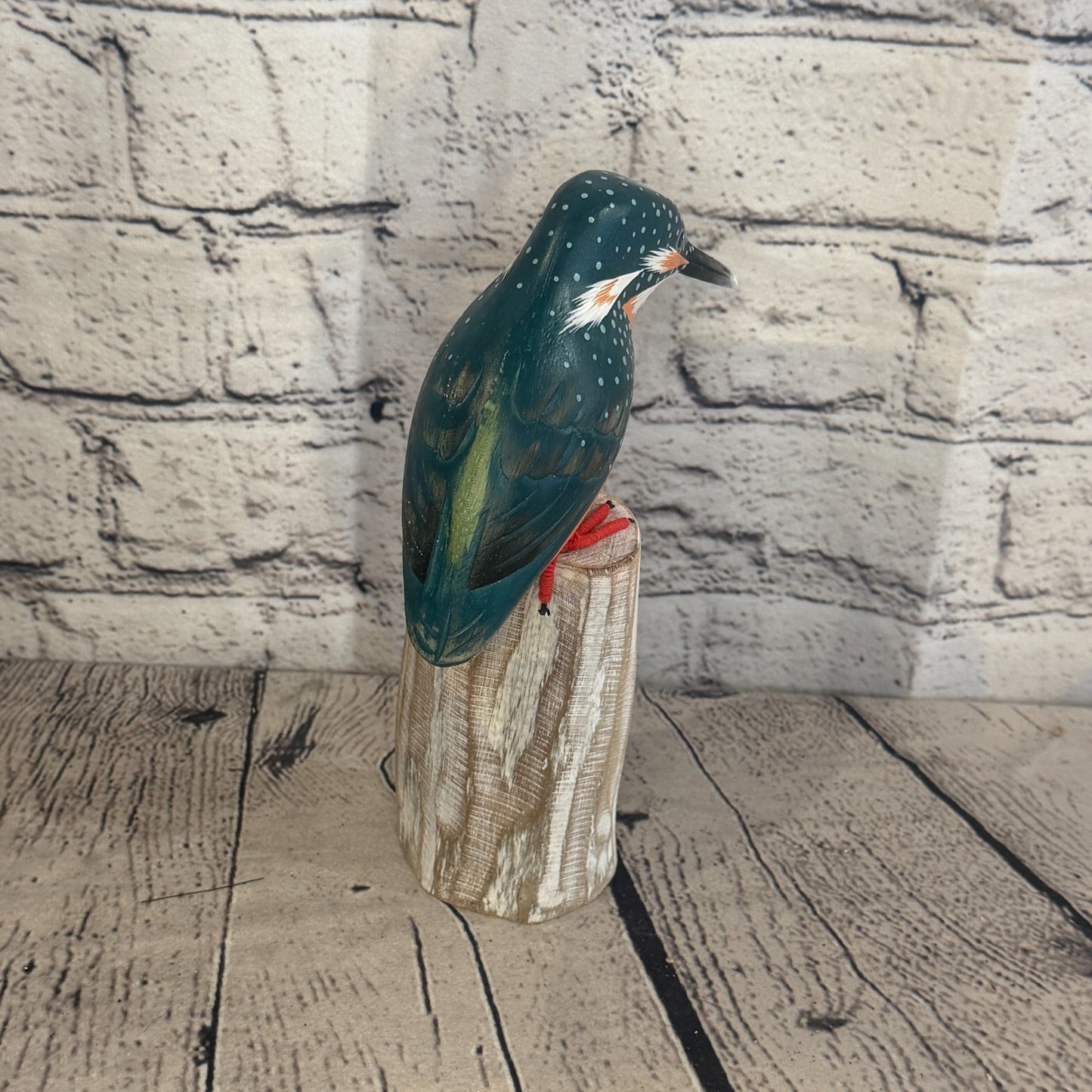 20cm Kingfisher Wooden Bird Ornament Seaside Coastal Nautical Handcrafted Decor4