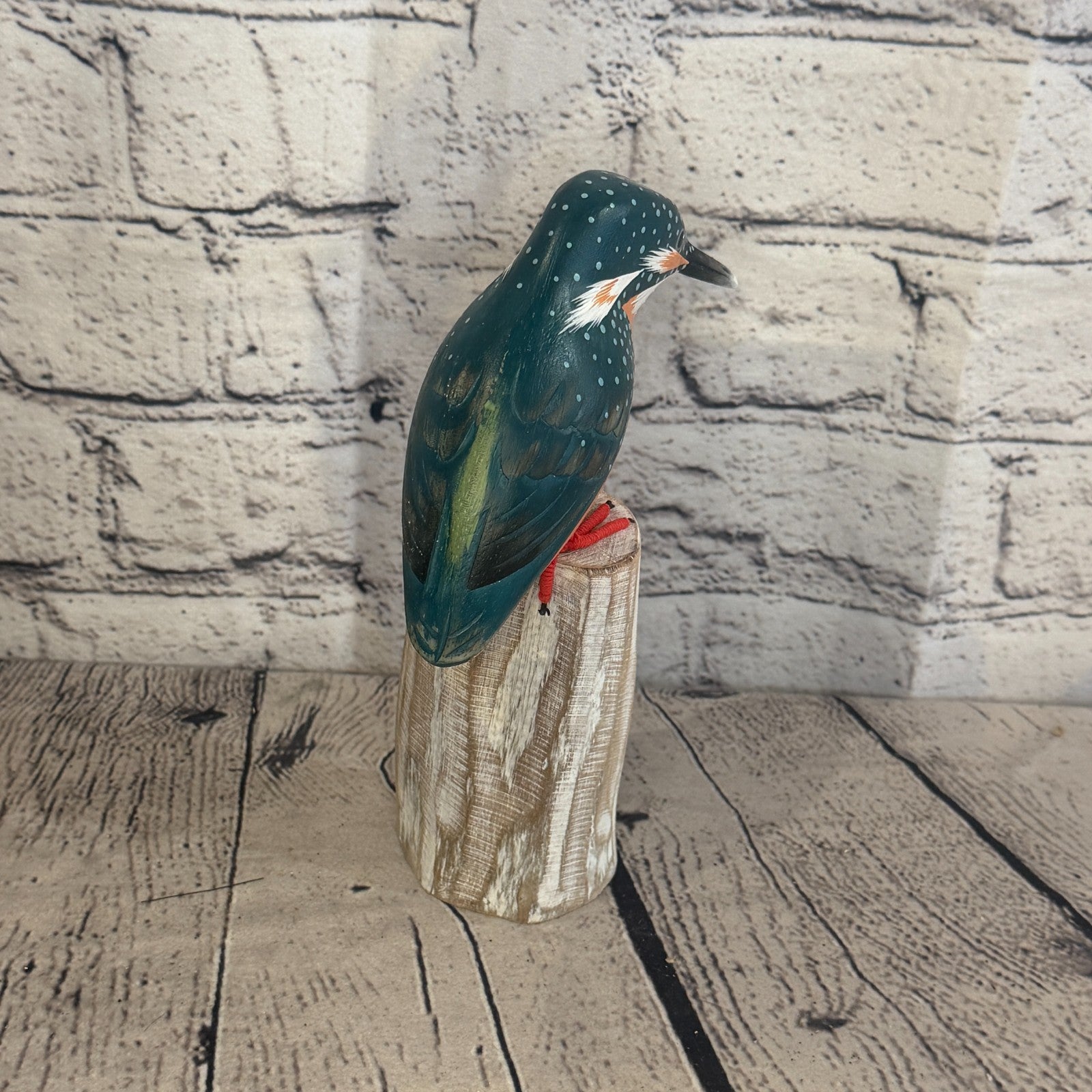 20cm Kingfisher Wooden Bird Ornament Seaside Coastal Nautical Handcrafted Decor4