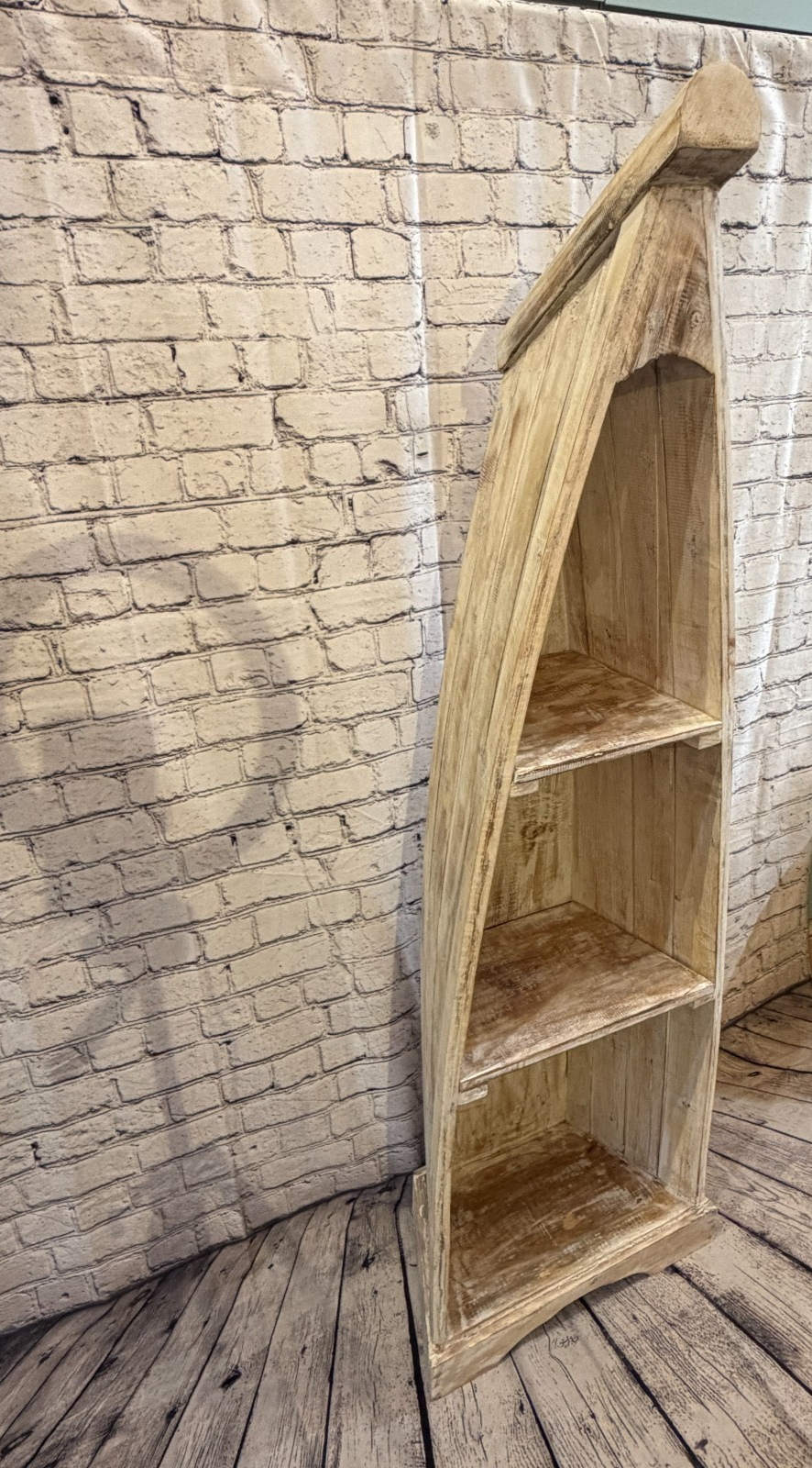 150cm x 45cm x 25cm White Boat Shelf Wooden Cabinet Living Storage Furniture1