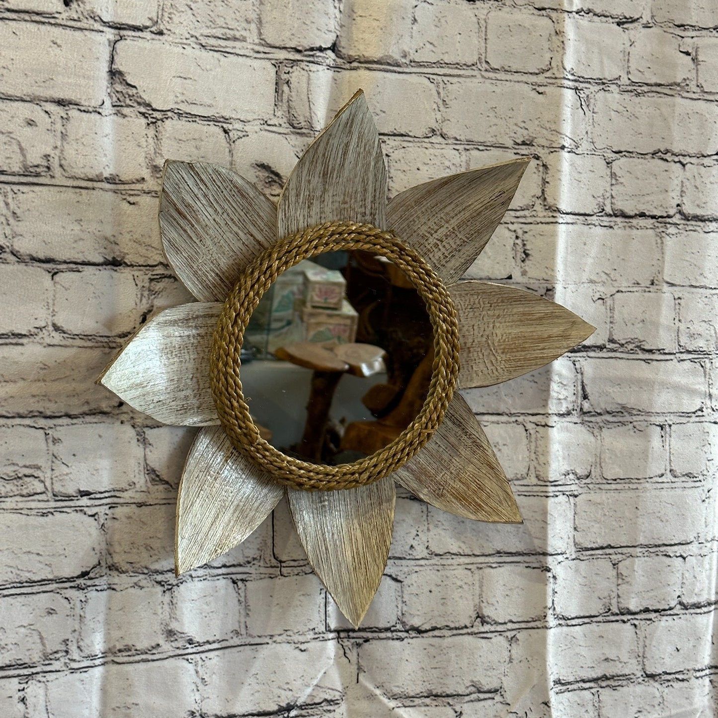 Leaf White Sun Flame Mosaic Tile Wall Mirror 40cm x 40cm 16Inches Handmade0