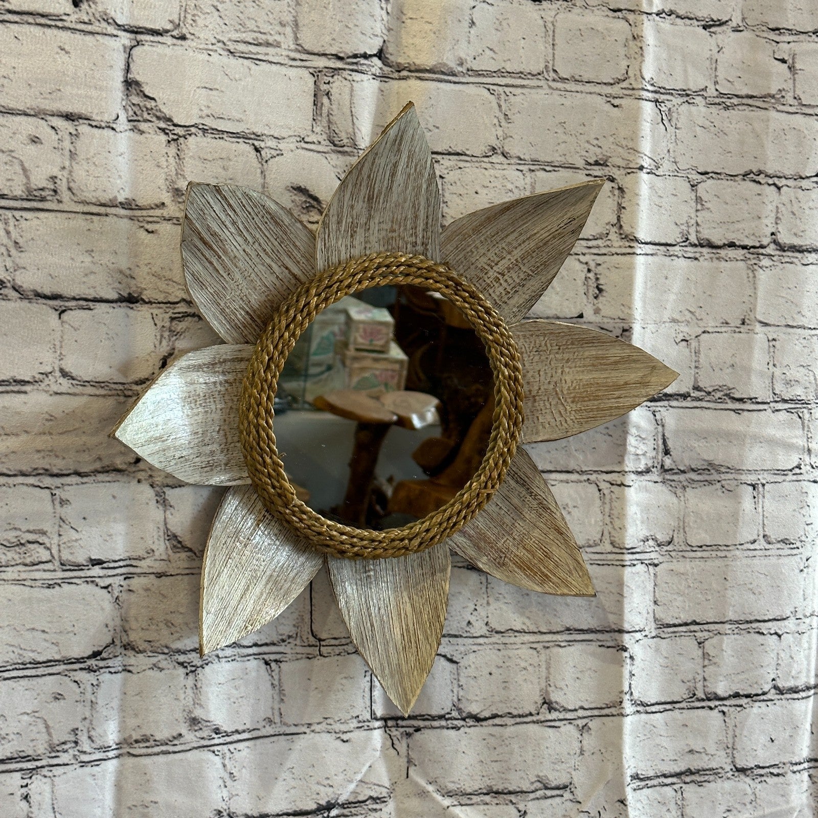 Leaf White Sun Flame Mosaic Tile Wall Mirror 40cm x 40cm 16Inches Handmade0