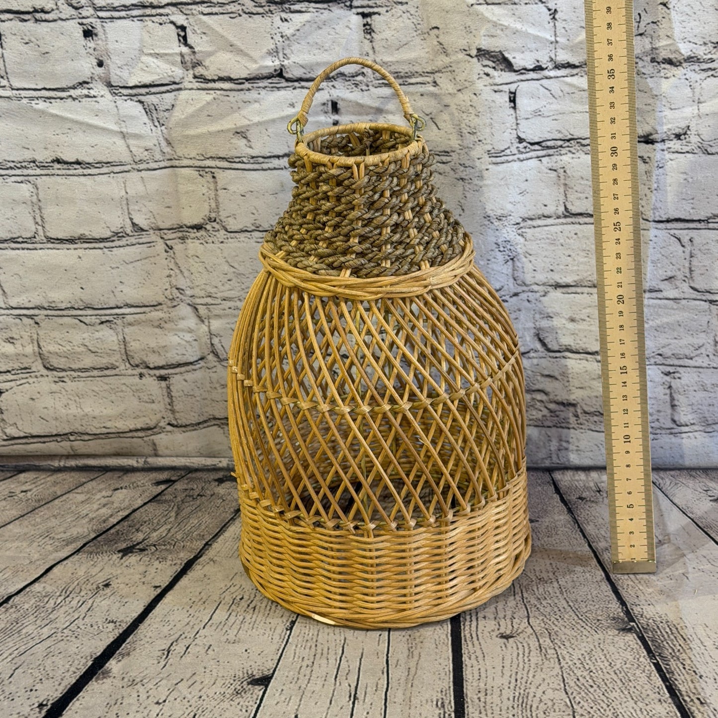 35cm x 20cm Natural Wicker Rattan Ceiling Pendant Light Shade Lampshade LED Bulb5