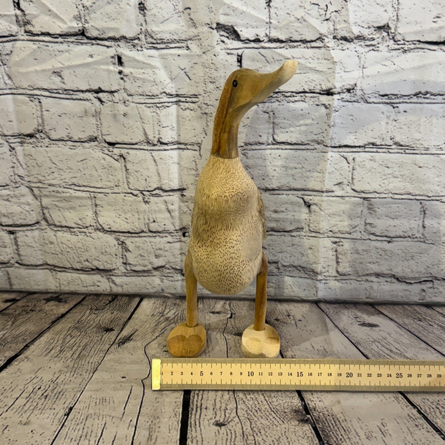 Looking Left 30cm Tall Wooden Smooth Duckling Baby Duck Bamboo Root Fairtrade8