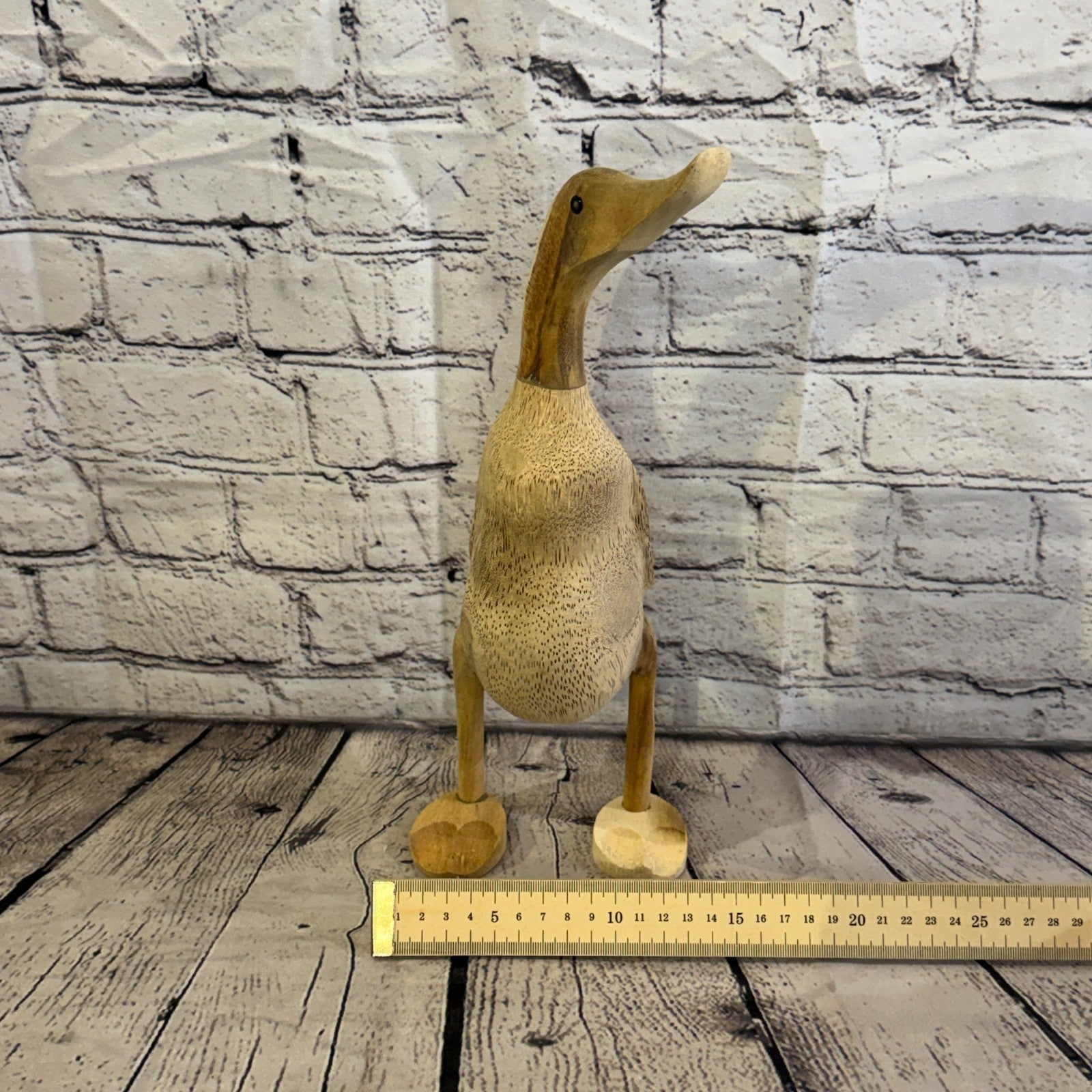 Looking Left 30cm Tall Wooden Smooth Duckling Baby Duck Bamboo Root Fairtrade8