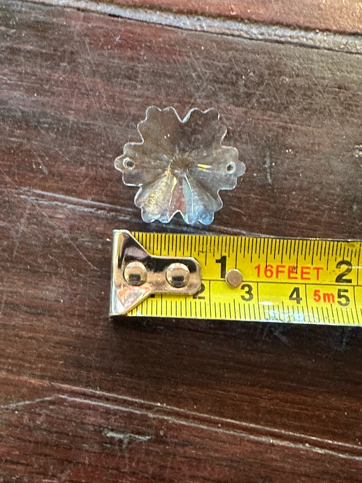 5 2 Hole Crystal Clear Glass Faceted Sun Catcher Snowflake Pendant 2.5cm x 2.5cm3