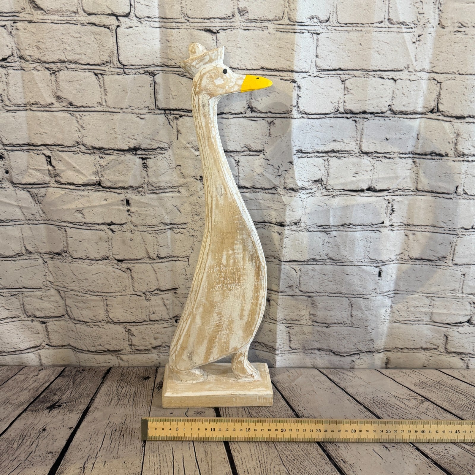 Looking Forward 50cm Tall Wooden White Duckling Baby Duck Shabby Wood Fairtrade6