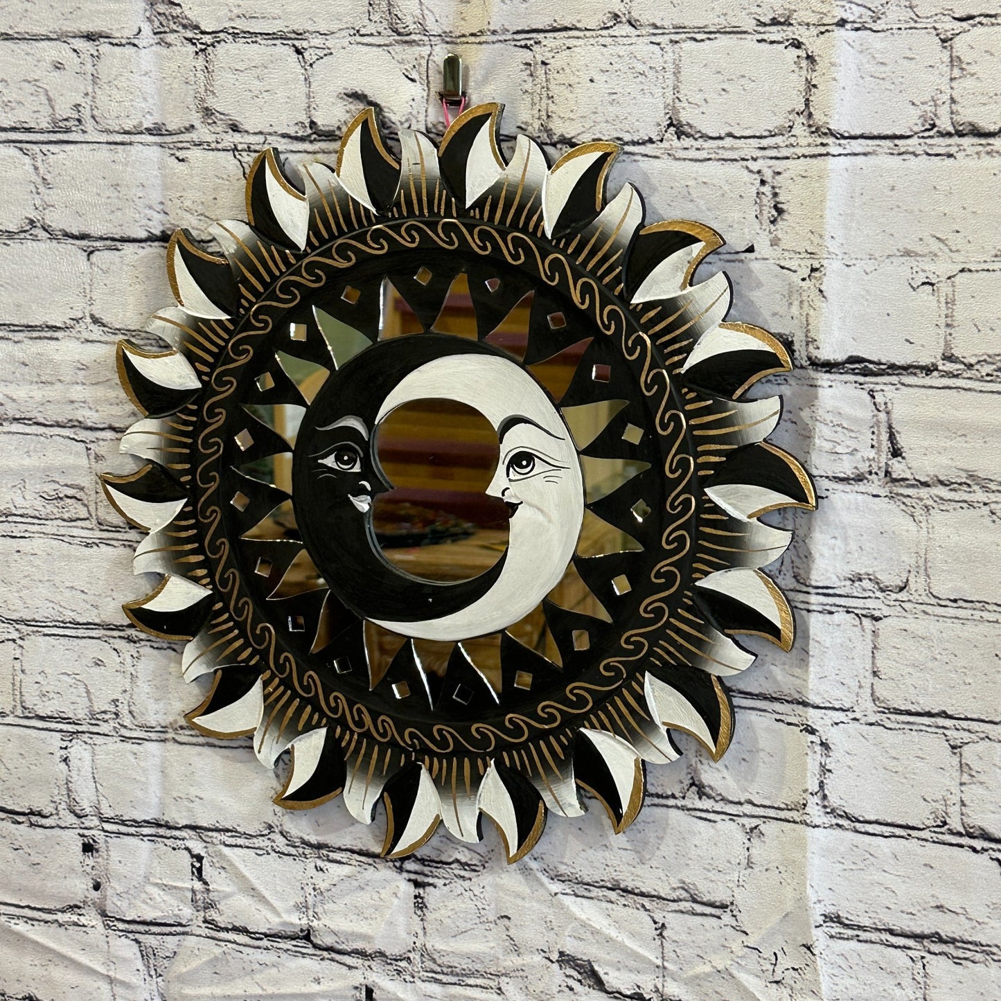 Black 2 Moon Mosaic Tile Wall Mirror 40cm x 40cm 16 Inches Handmade Fairtrade1