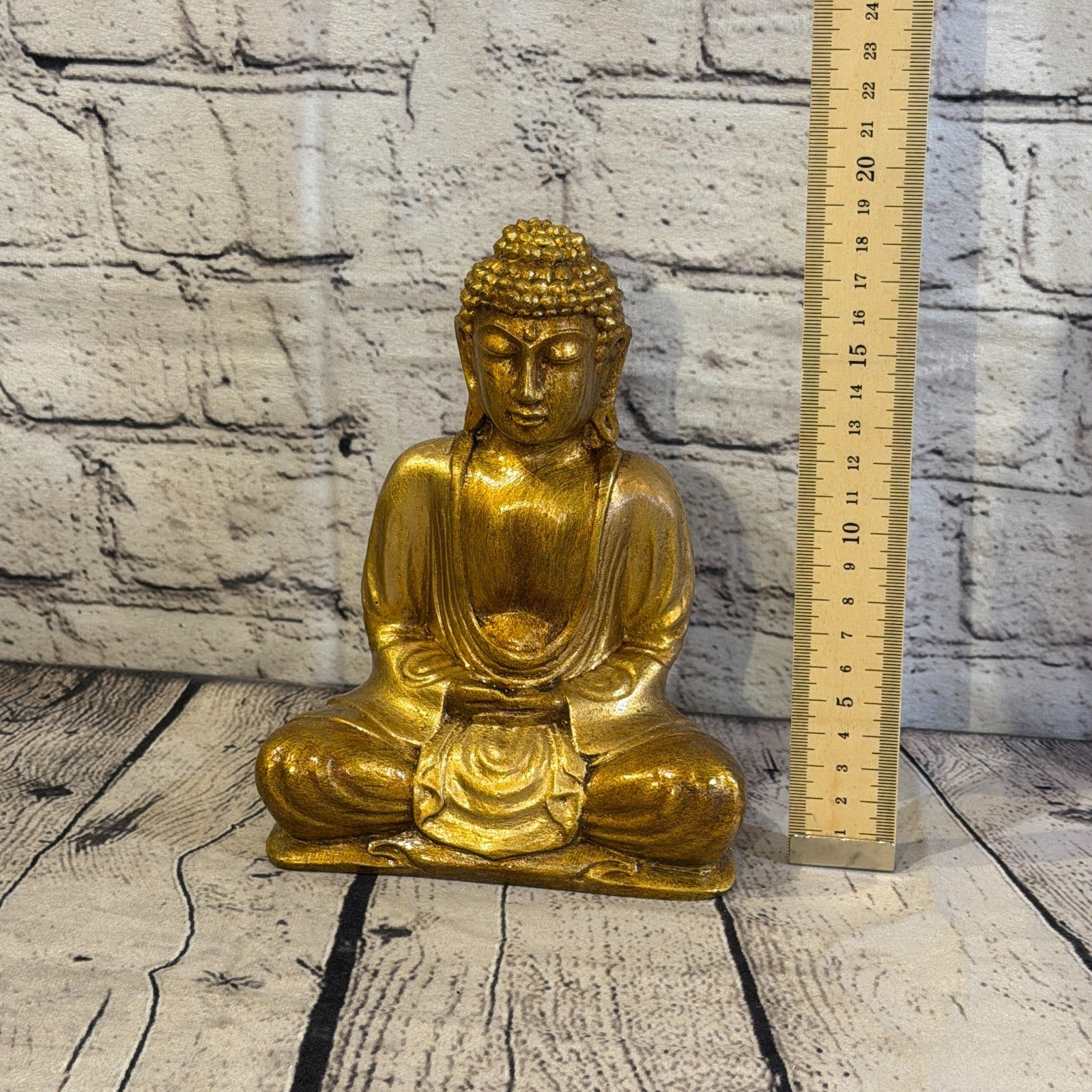 Bronze & Bronze 20cm x 15cm Large Thai Buddha Sitting Statue Resin Hindu5