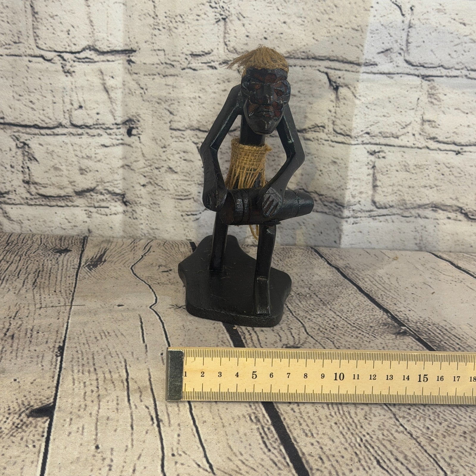 15cm Kneeling Bongo African Tribal Warrior Man Figure Statue Wood Hand Carved7