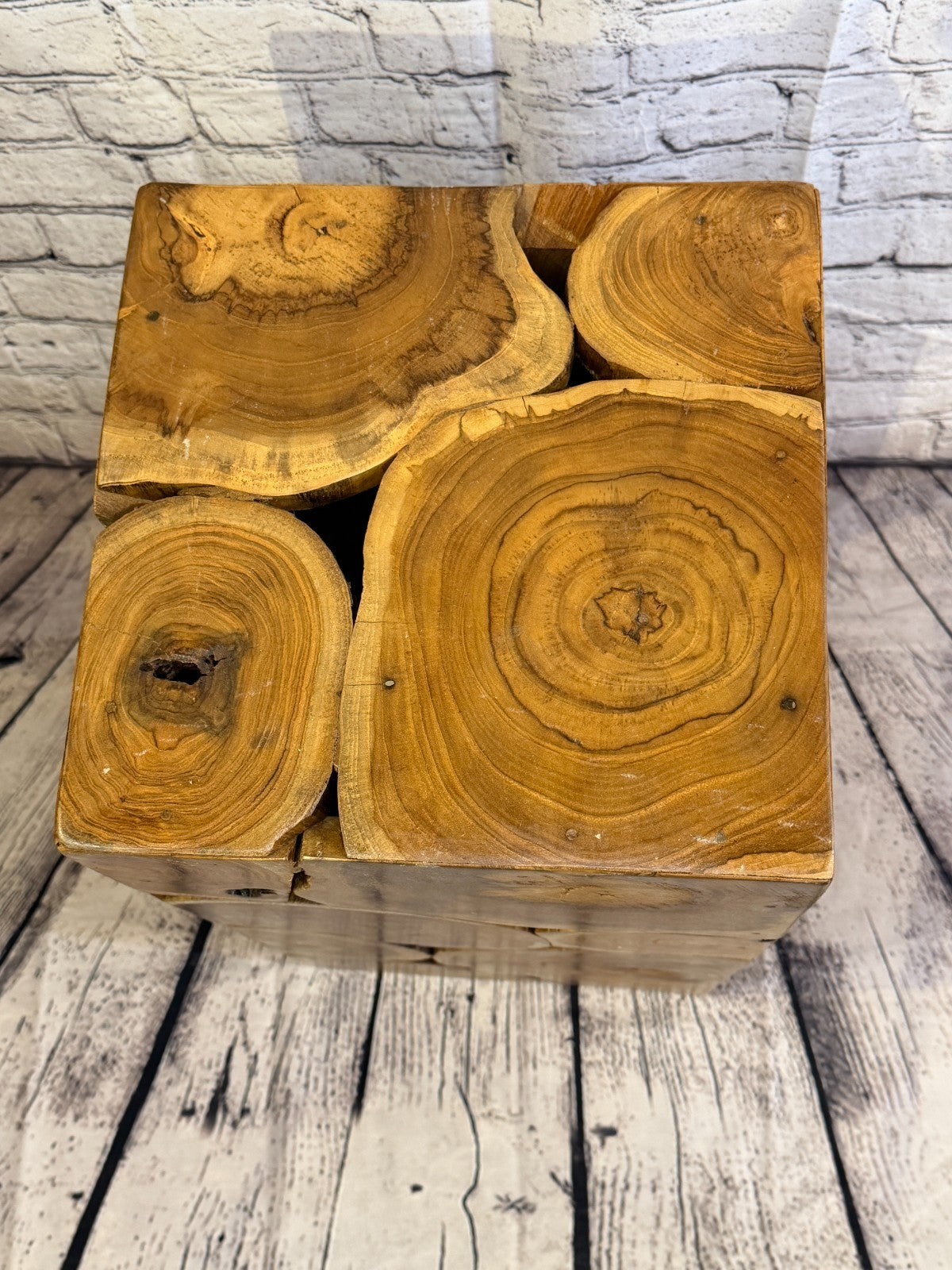 60cm x 30cm x 30cm Wooden Teak Wood Slice Cube Table Sculpture Root Ornament6