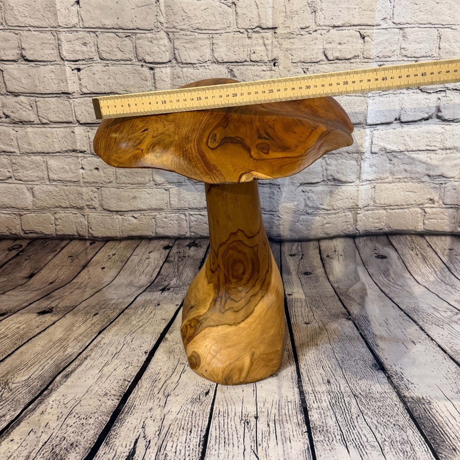 40cm x 35cm Dome Wooden Mushroom Toadstool Sculpture Garden Teak Root Ornament6