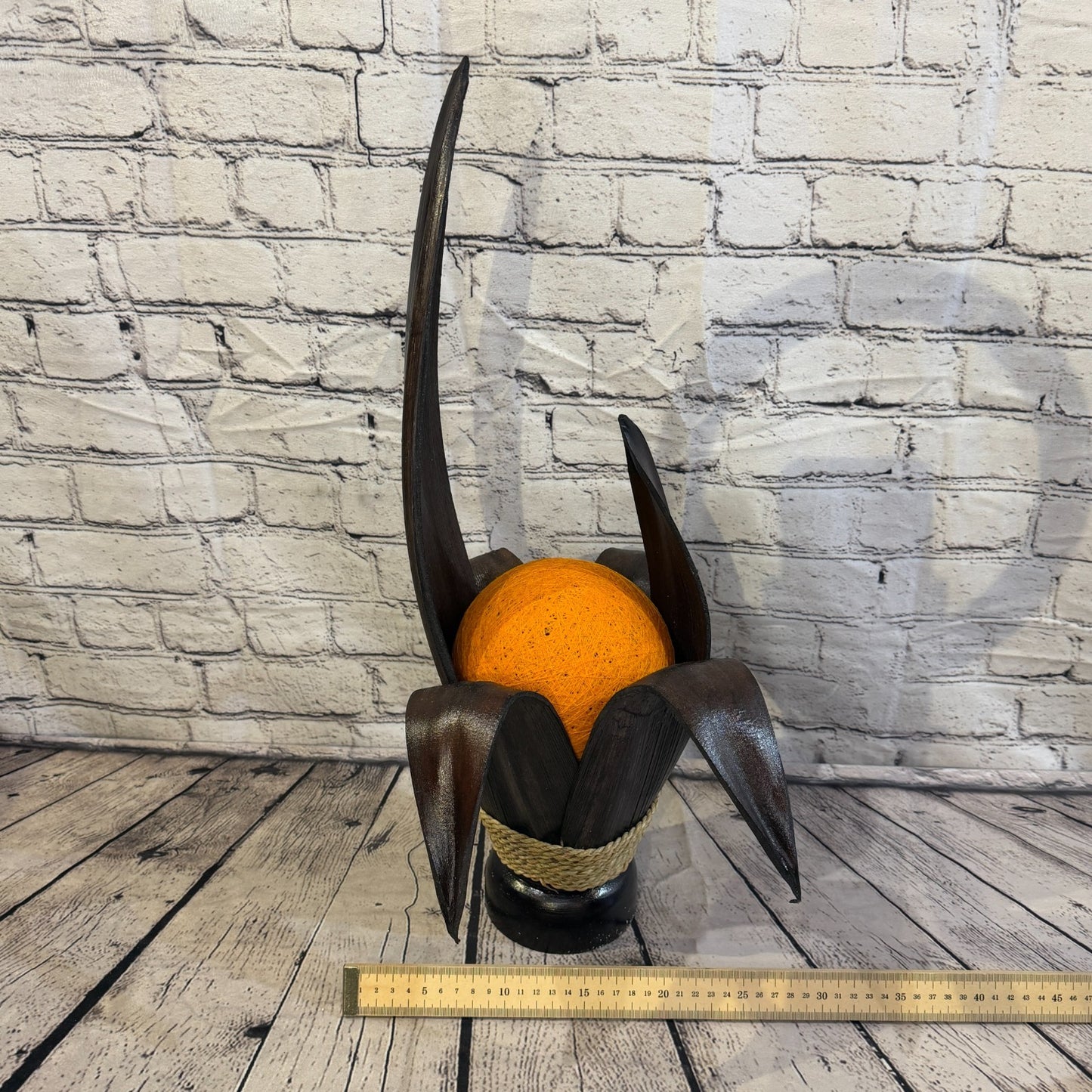 Orange Light Brown Natural 55cm Tall Leaf Lamp Twist LED UK Mains Plug Design 17
