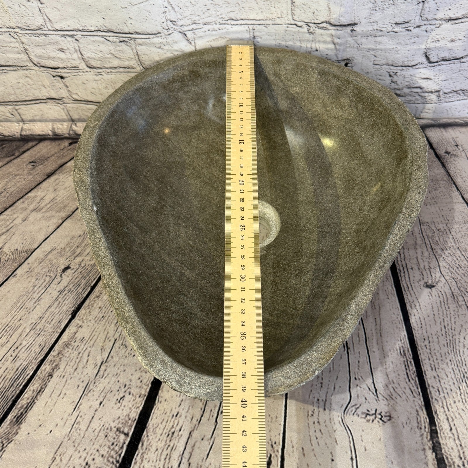 34cm x 40cm Wash Basin Bathroom Counter Top Washing River Stone Bowl Sink No 198