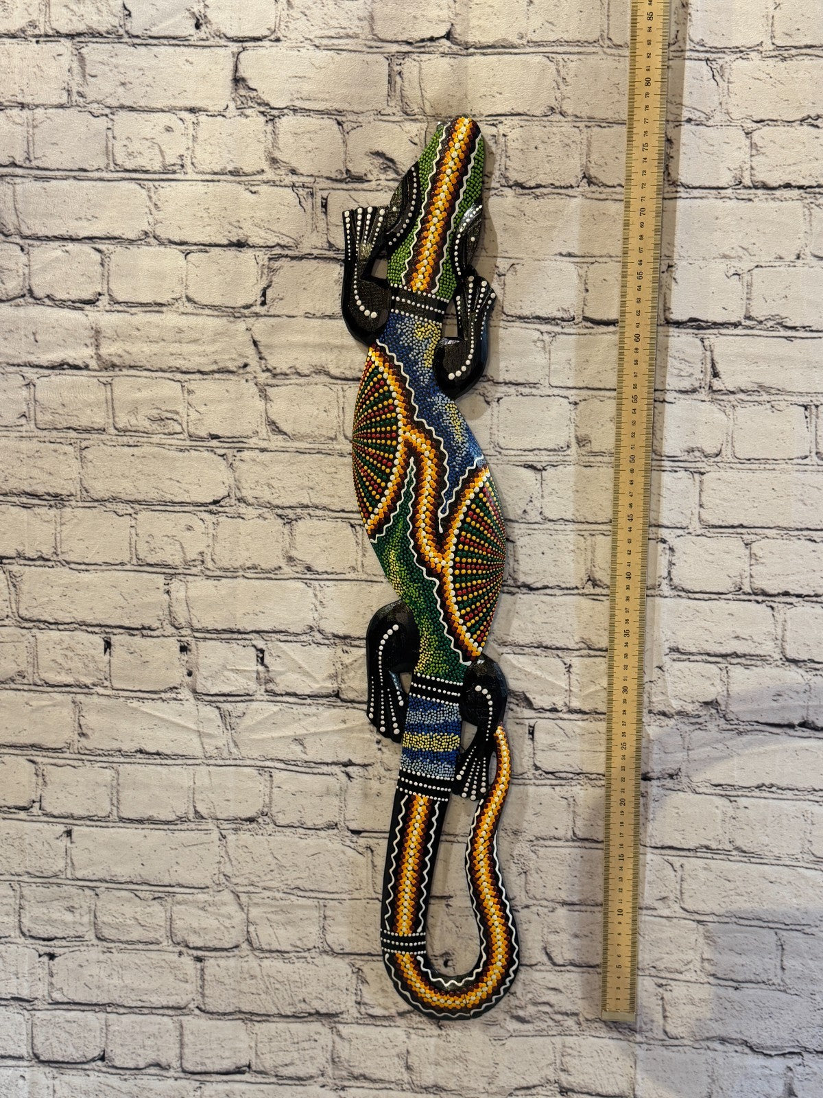 80cm Gecko Carved Wooden Dot Painted Ethnic Tribal Tiki Wall Art No 5 New4