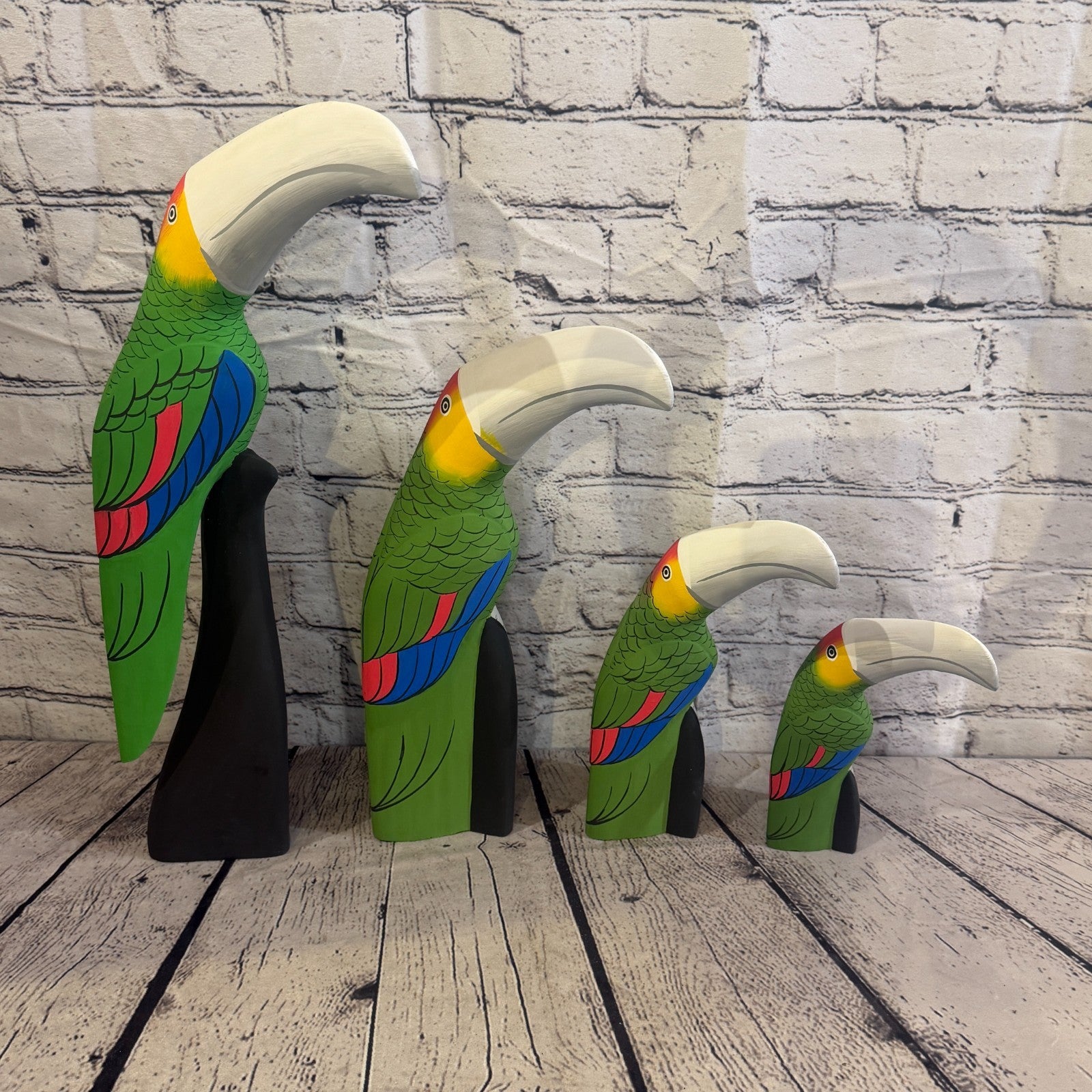 30cm Bright Green Toucan Bird Ornament Statue Fair Trade Hand Made Carved Wood9