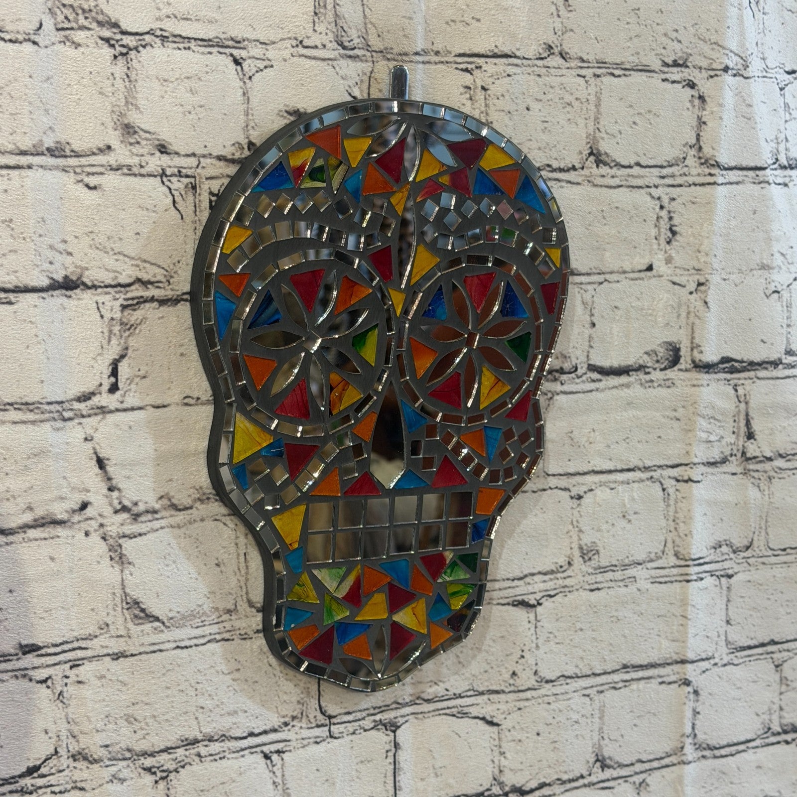 Rainbow Skull Mosaic Tile Wall Mirror 30cm x 20cm 12 Inches Handmade New1