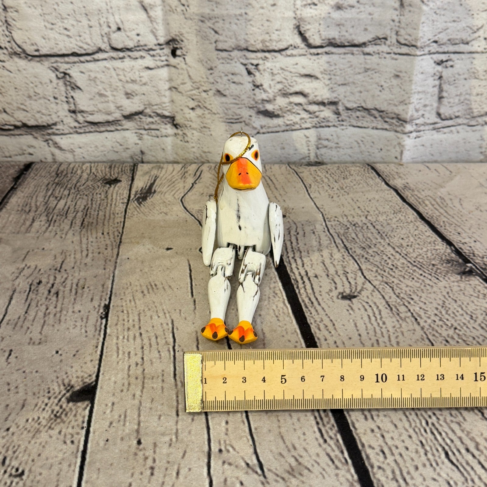 10cm White Duck Sitting Animal Wooden Shelf Ornament Handmade Fairtrade6