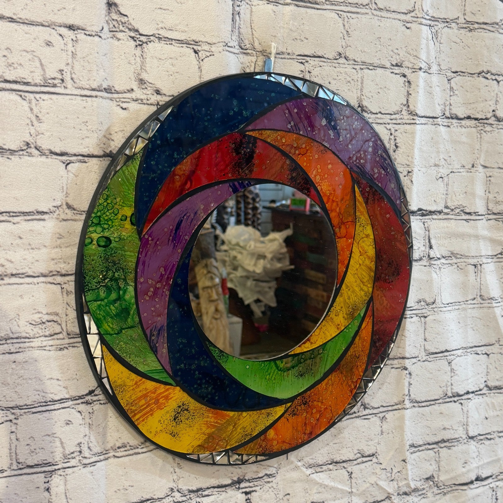 Rainbow Swirl Mosaic Tile Wall Mirror 40cm x 40cm 16 Inches Handmade New0