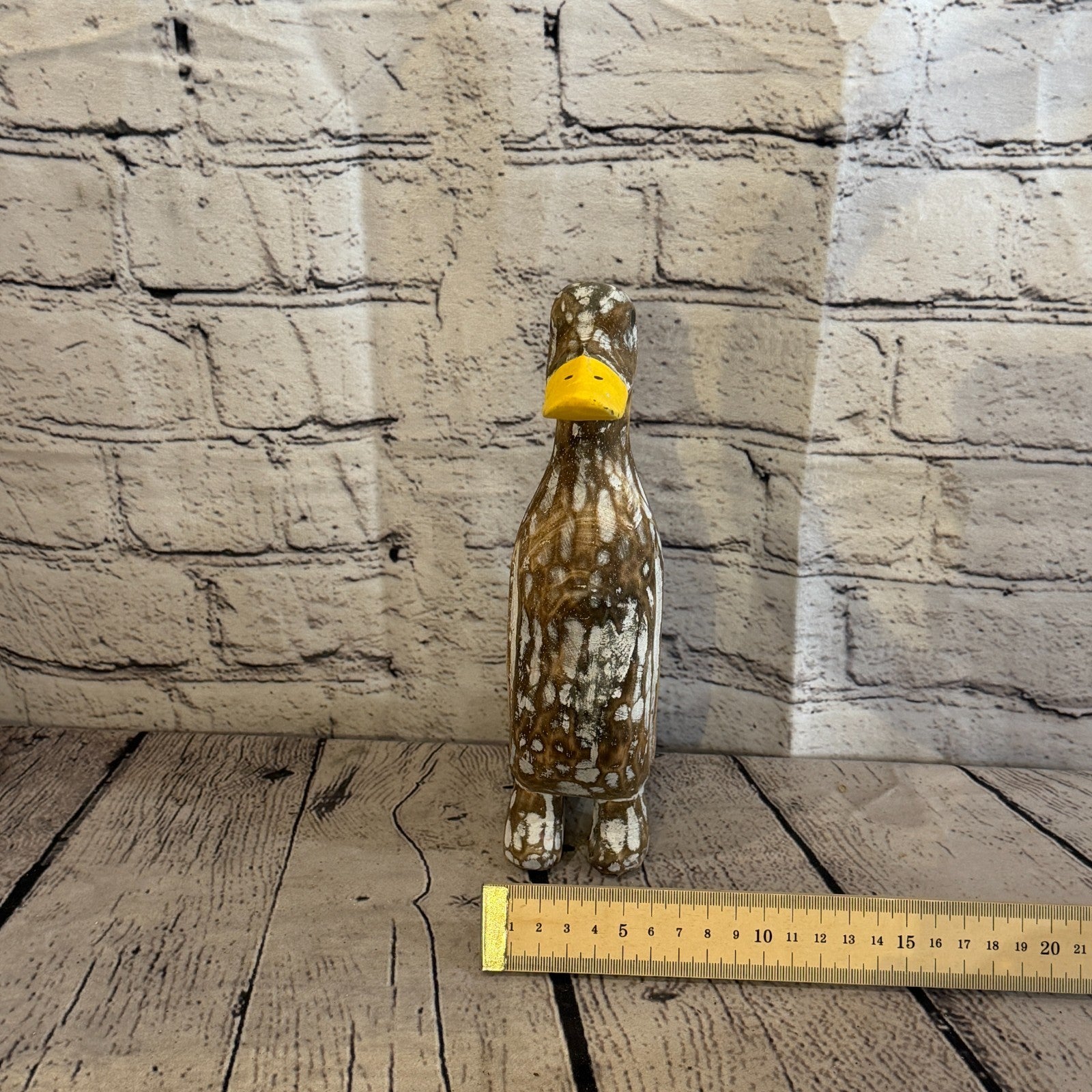 Looking Forward 25cm Tall Wooden Brown Duckling Baby Duck Shabby Wood Fairtrade8