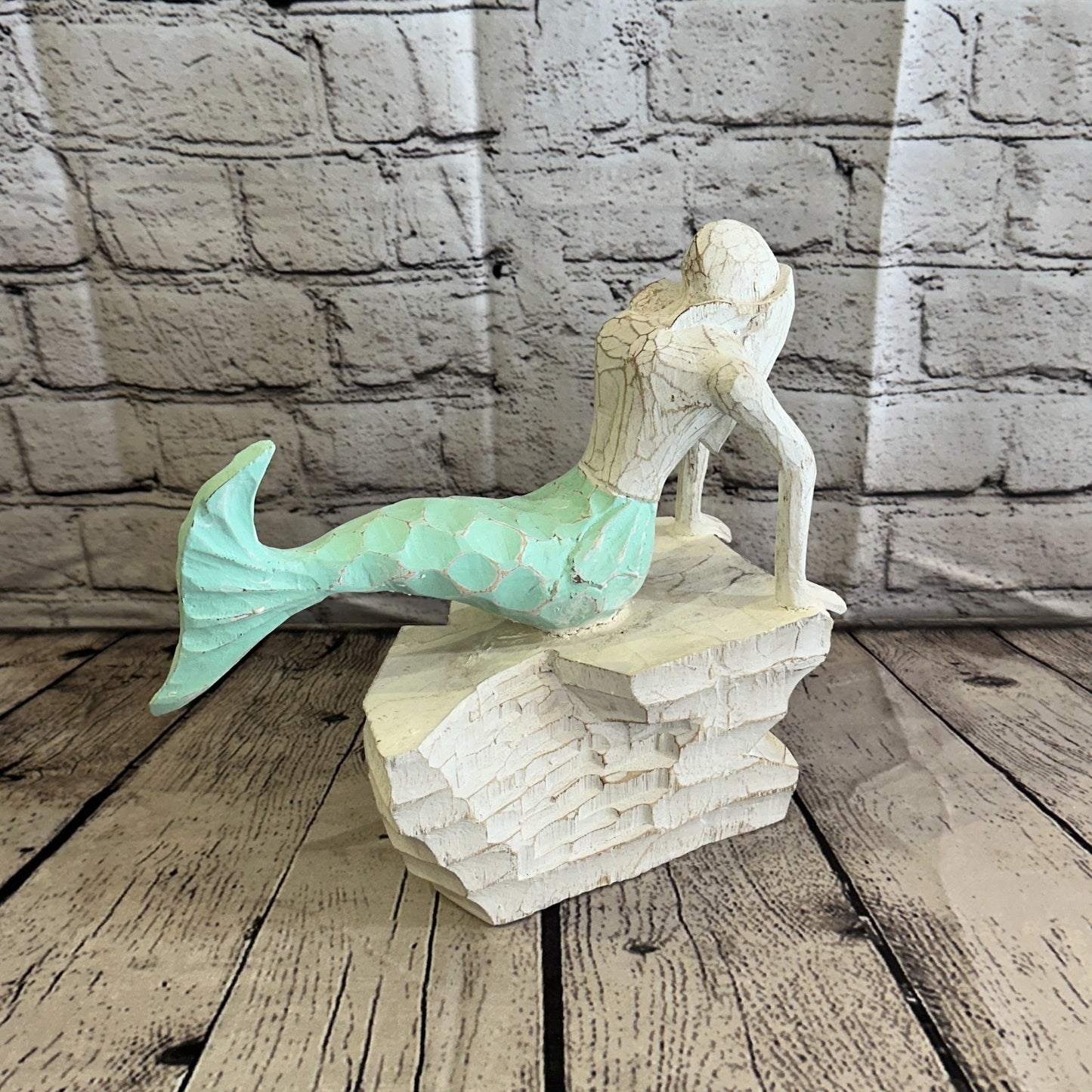 25cm Laying Back Wooden Mermaid Wall Decor Nautical Wood Mermaid Wall Sculpture0