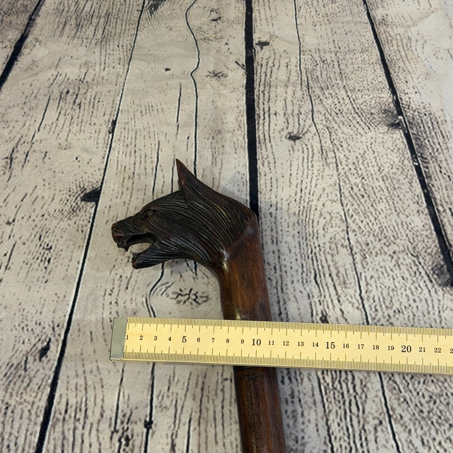 Wolf Head 90cm Tribal African Walking Stick Cane Hand Carved Dark Wood7