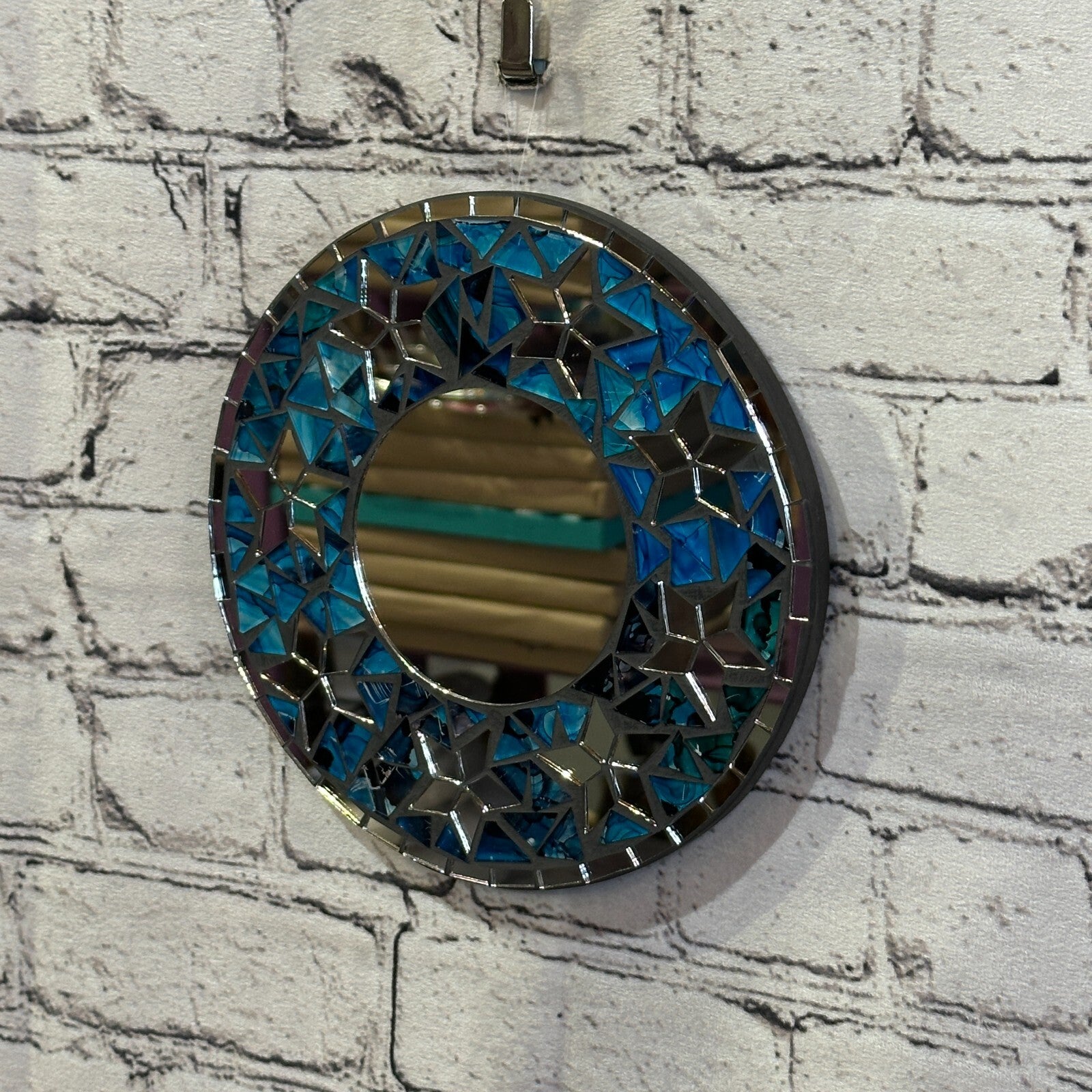 Blue Star Mosaic Tile Wall Mirror 20cm x 20cm 8 Inches Handmade New2