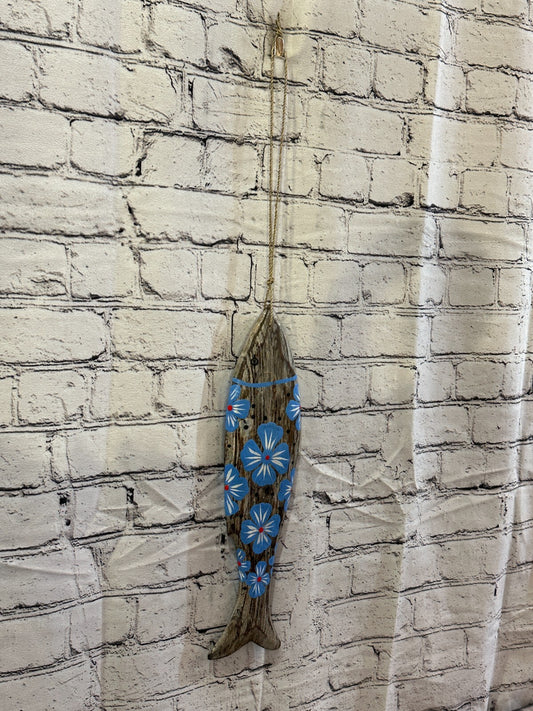 40cm Hanging Fish Hand Painted Fish Wooden Hanging Fish Coastal Decor Design 50