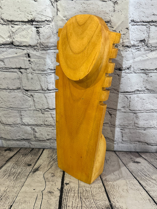 40cm Hand Carved Wooden Necklace On Base Chain Jewellery Display Stand Bust0