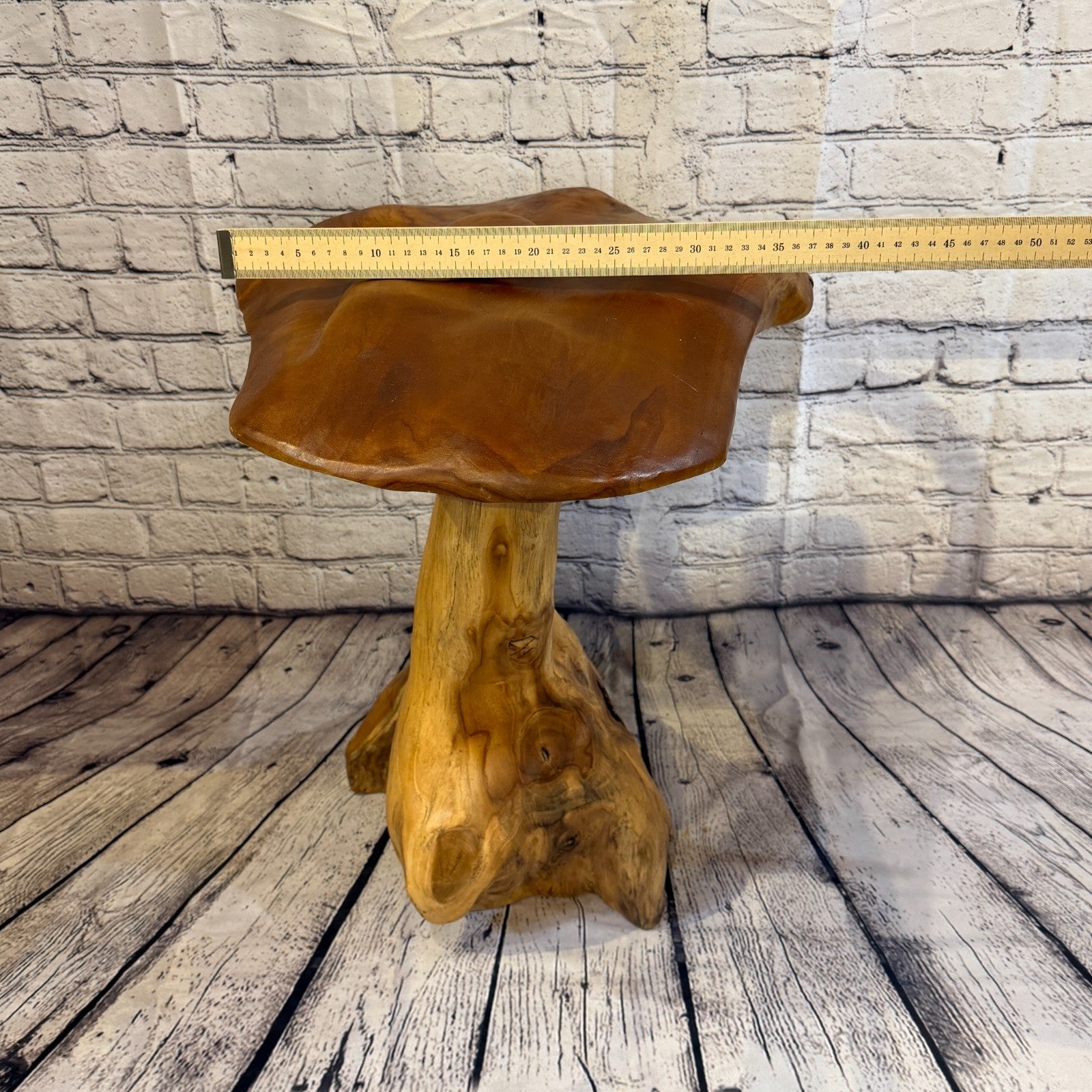 50cm x 40cm Dome Wooden Mushroom Toadstool Sculpture Garden Teak Root Ornament6