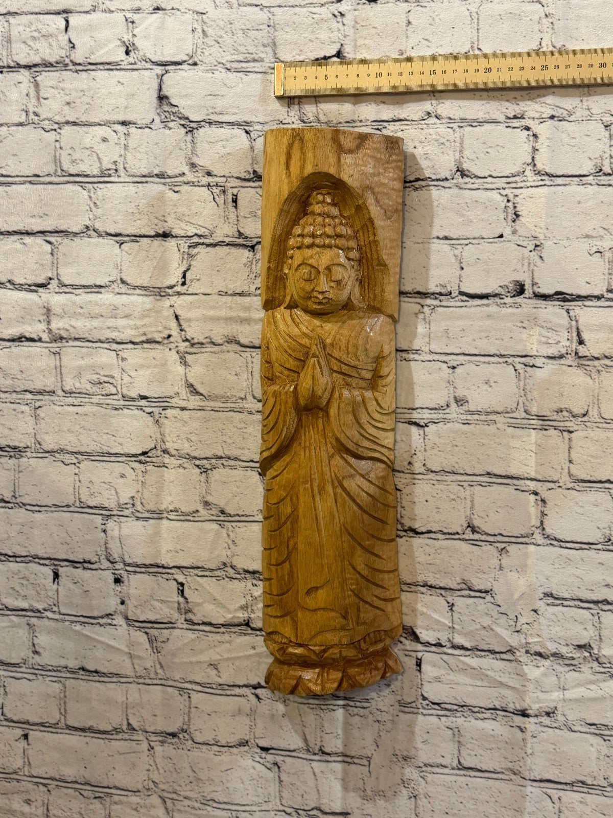 Thai Buddha 50cm Hand Carved Wizard Tree Trunk Wood Fairtrade3