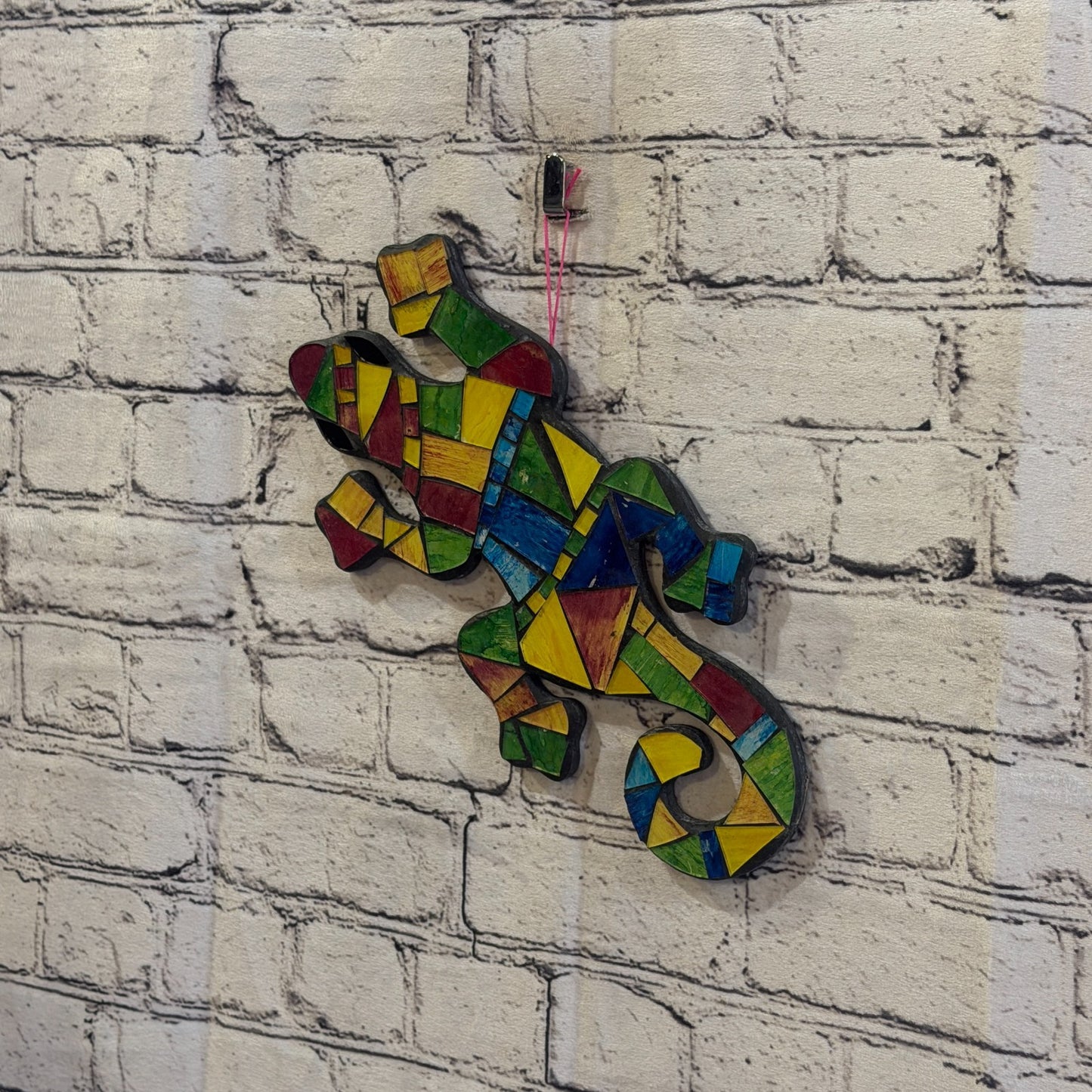 Rainbow Gecko Lizard Mosaic Tile Wall Hanging Mirror 30cm x 15cm Handmade New2