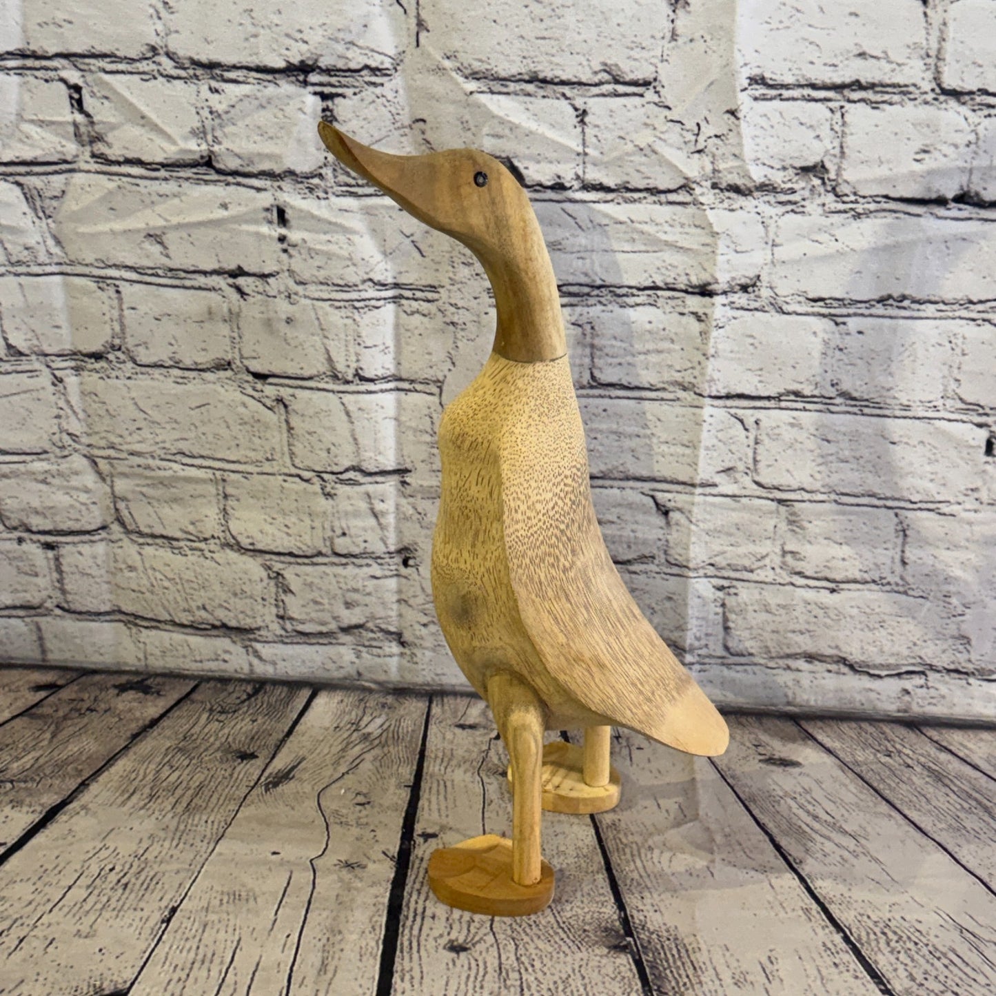 Looking Left 40cm Tall Wooden Smooth Duckling Baby Duck Bamboo Root Fairtrade3
