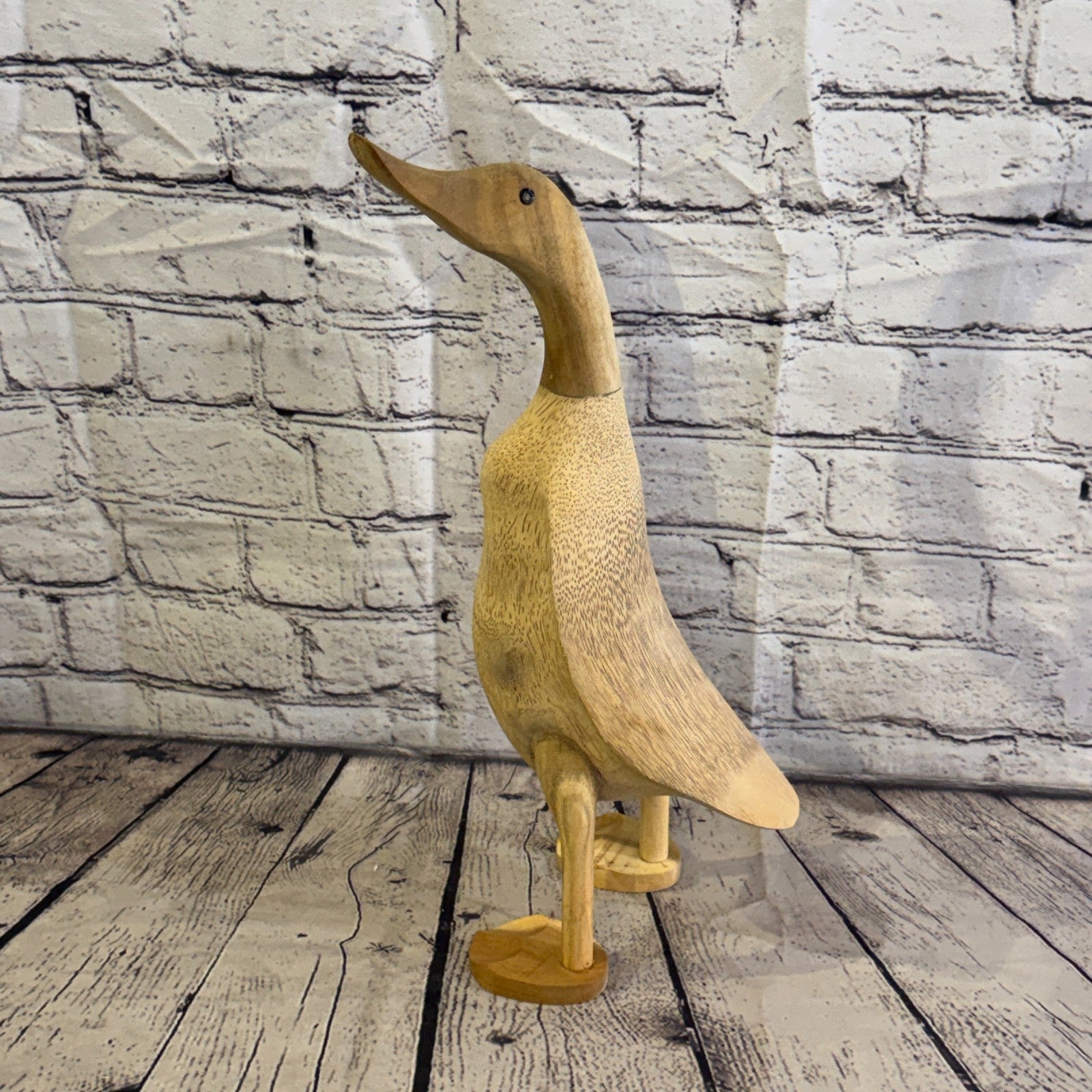 Looking Left 40cm Tall Wooden Smooth Duckling Baby Duck Bamboo Root Fairtrade3