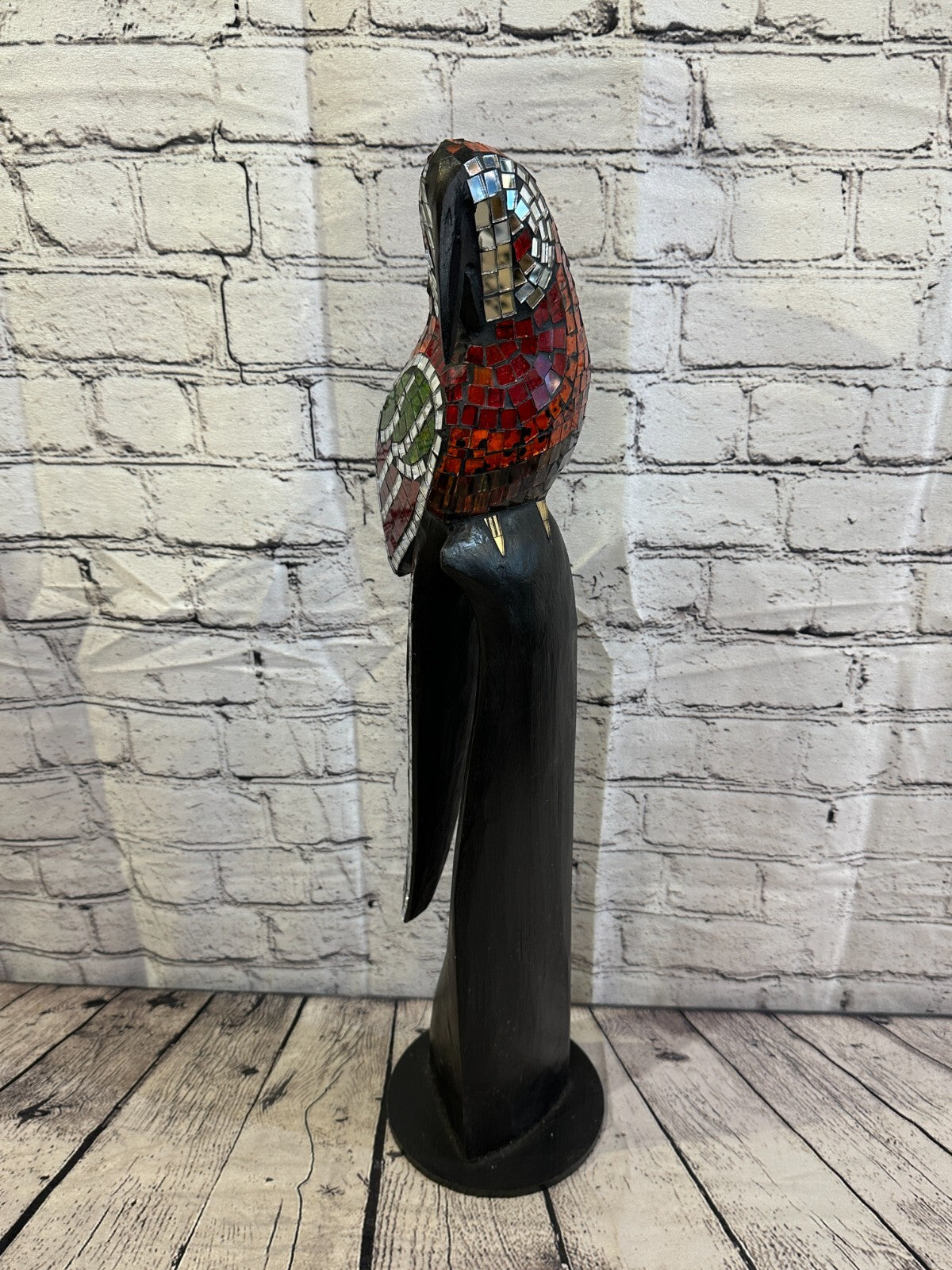 60cm Mosaic Parrot Bird Ornament Statue Fair Trade Handmade Carved Wood Design 51