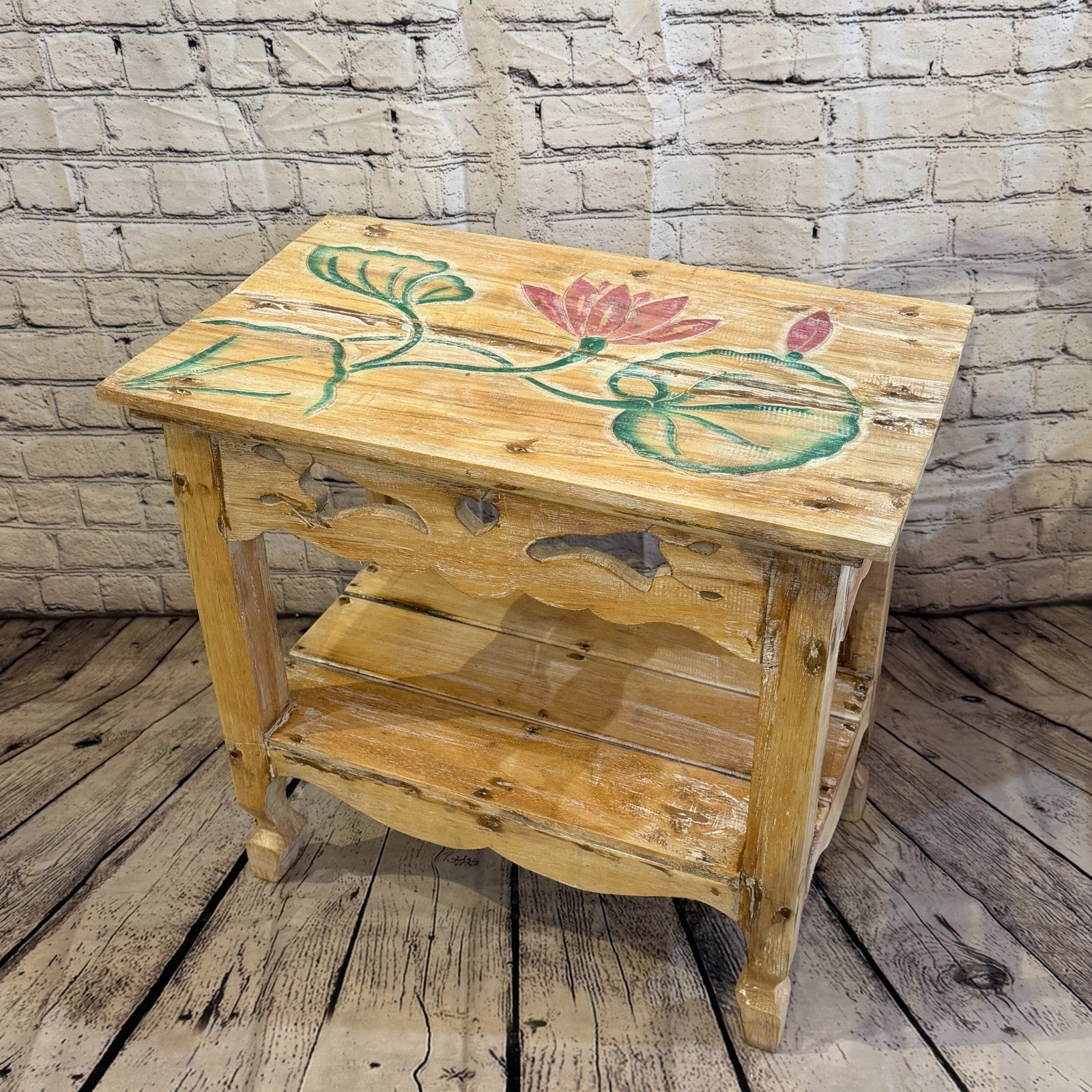 55cm x 60cm x 35cm Flower Table Wooden Side Cabinet Living Storage Furniture0