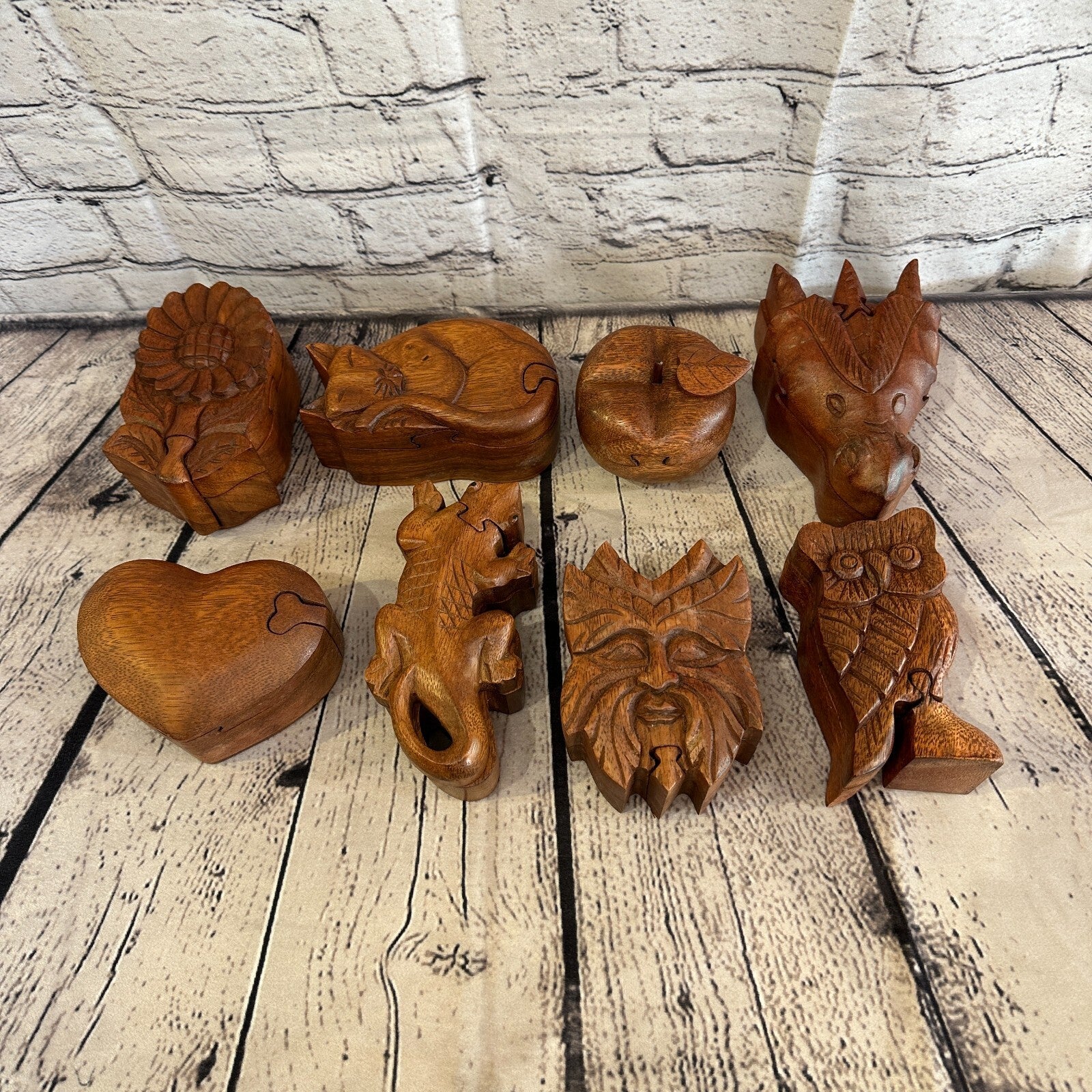 Carved Love Heart 4 Bit Wooden Puzzle Box Secret Box Magic Trinket Handmade9