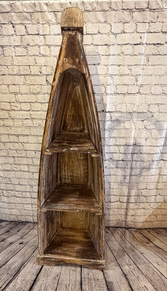 150cm x 45cm x 25cm Brown Boat Shelf Wooden Cabinet Living Storage Furniture0