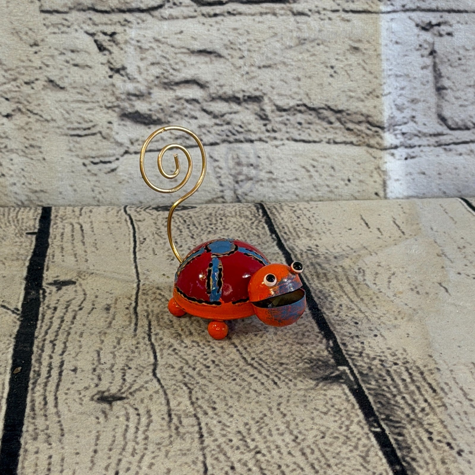 7cm x 7cm Colourful Orange Tortoise Turtle Metal Tin Standing Ornament Statue2