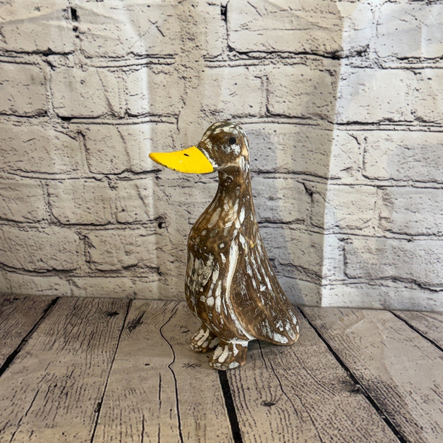 Looking Forward 25cm Tall Wooden Brown Duckling Baby Duck Shabby Wood Fairtrade0