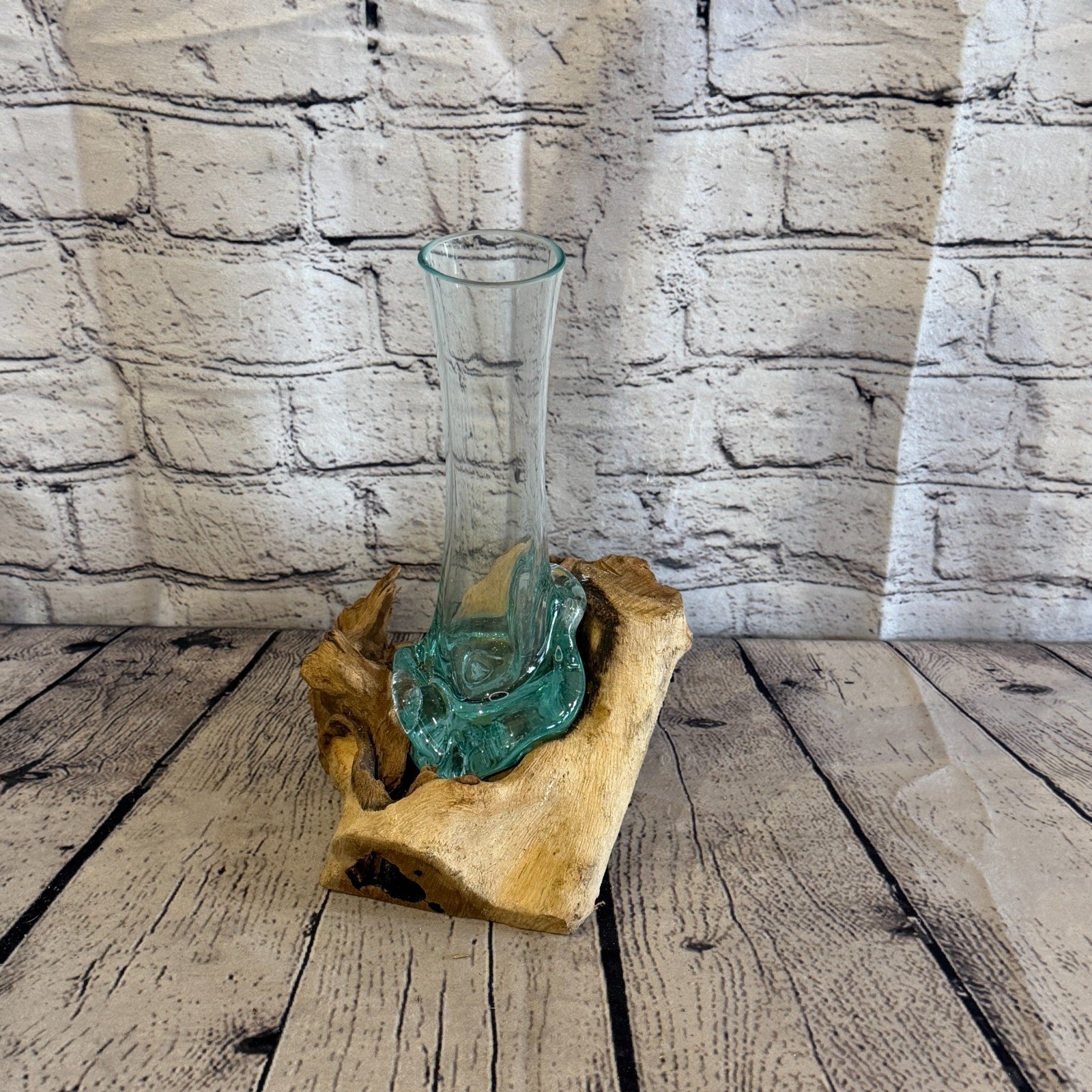 25cm Tall Vase Colour Melted Glass Wood Decorative Vase Glass Sculpture Crafted3
