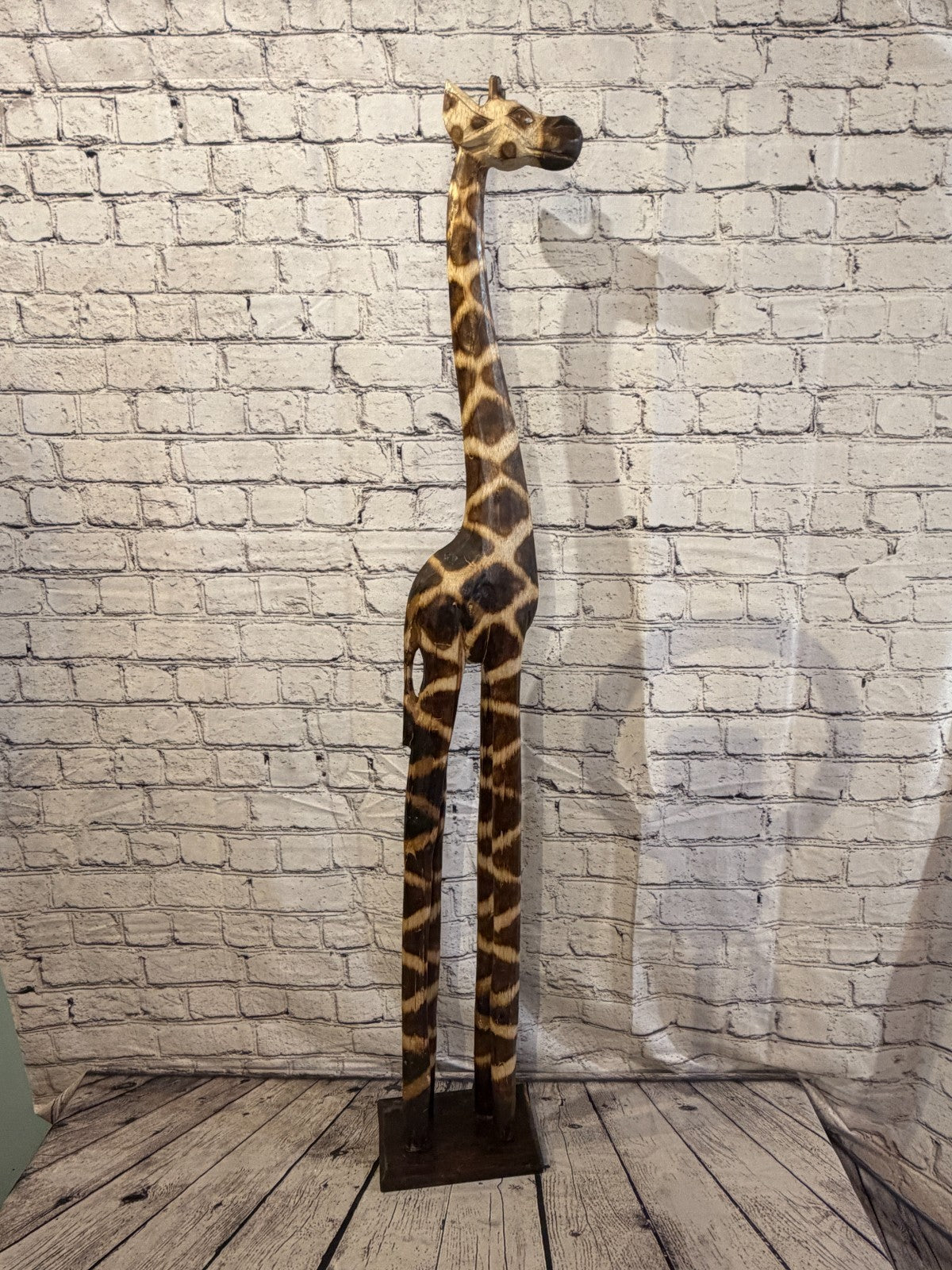 120cm Burnt Wooden Giraffe Standing Single Carved Solid Wood Giraffe Handmade3