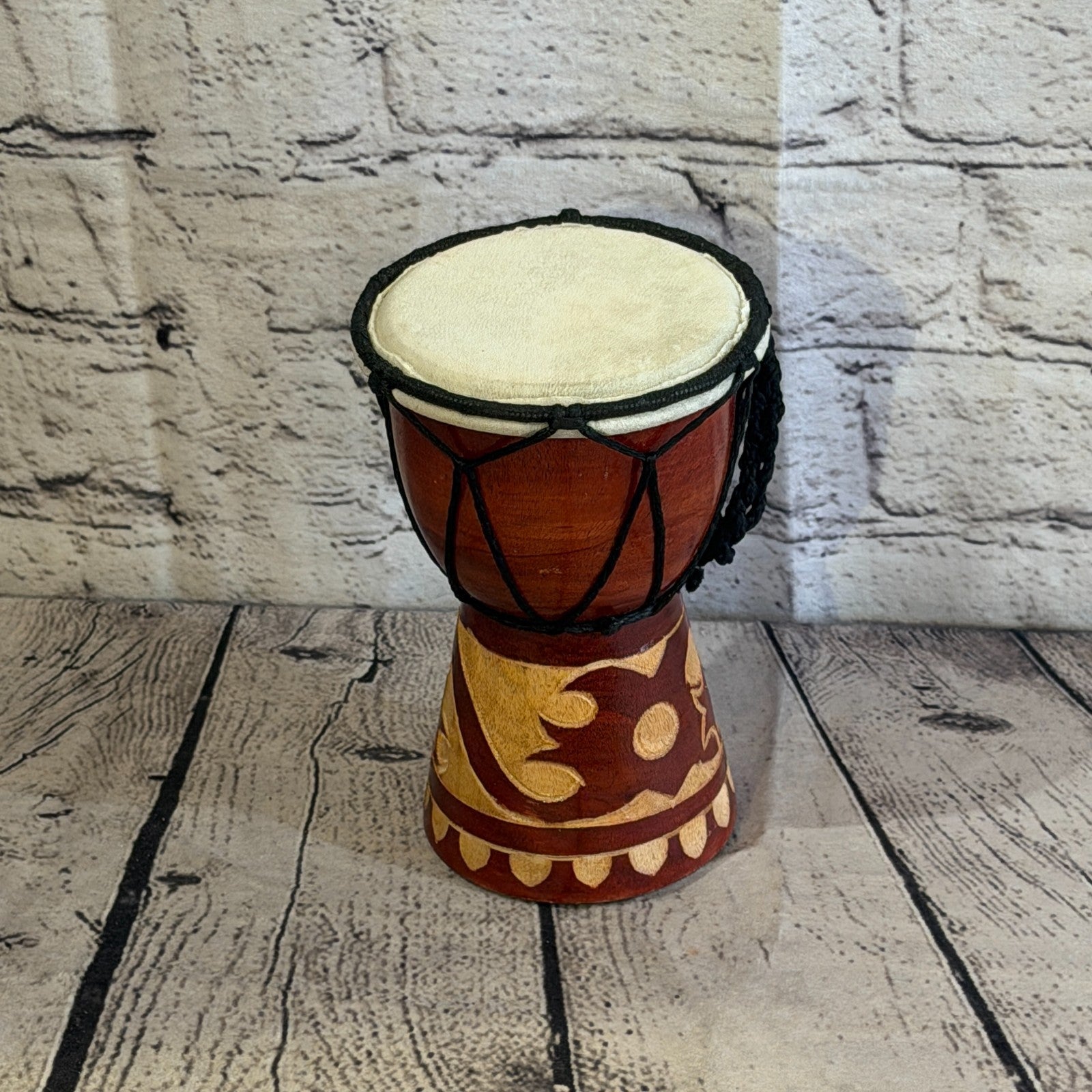 15cm Carved Djembe Drums Musical Instrument Hand Made Fair Trade Dot Painted0