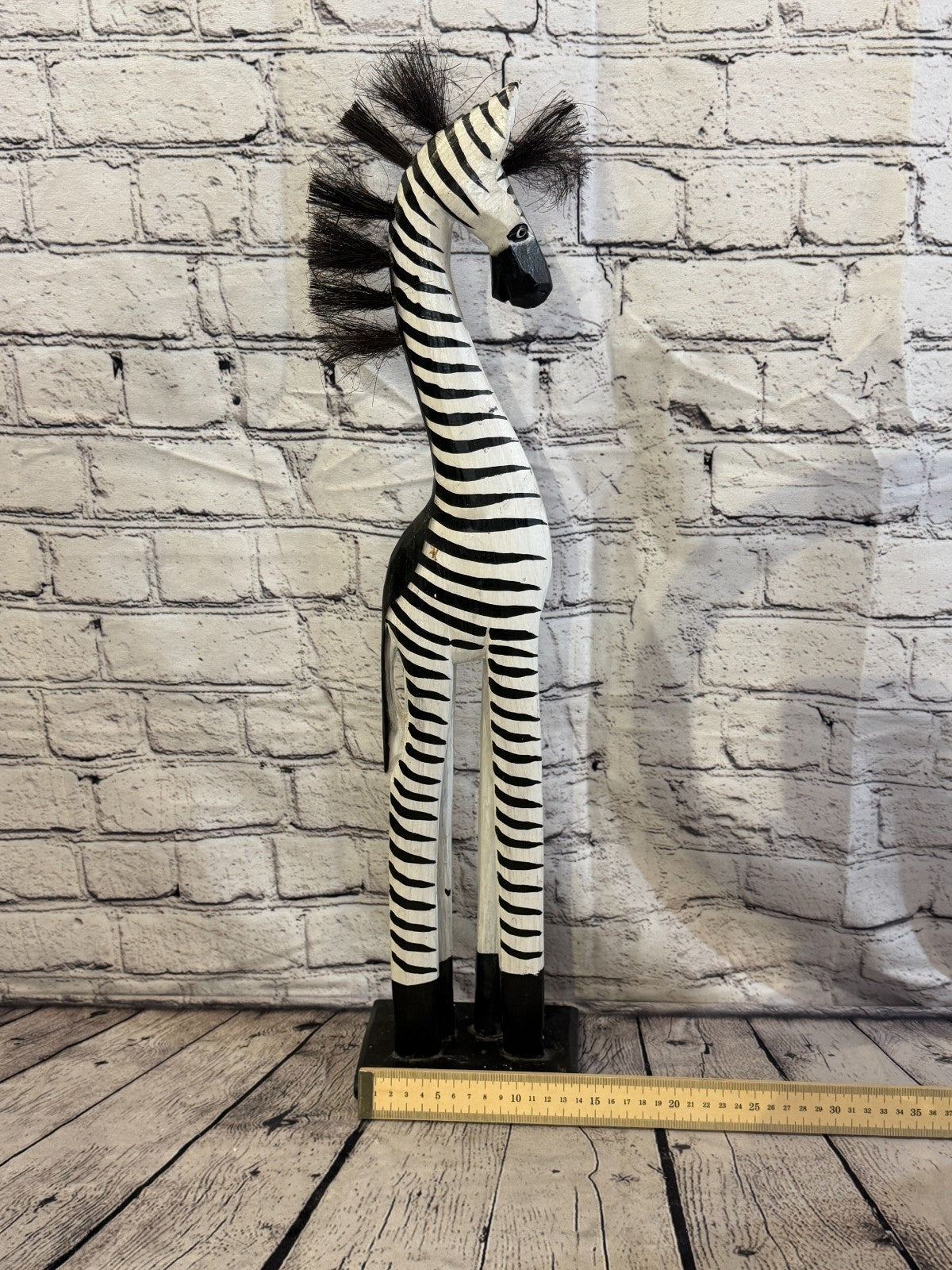 60cm Painted Wooden Zebra Standing Single Carved Solid Wood Zebra Handmade5