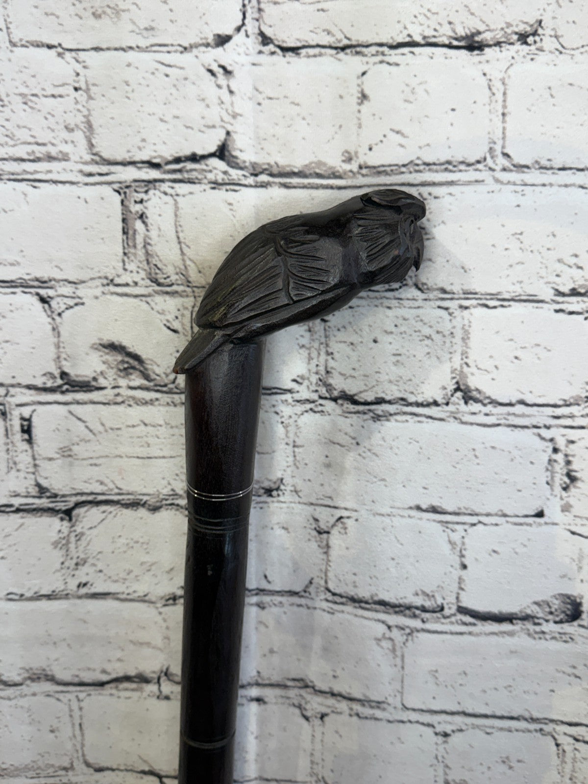 Owl Perched 90cm Tribal African Walking Stick Cane Hand Carved Dark Wood0