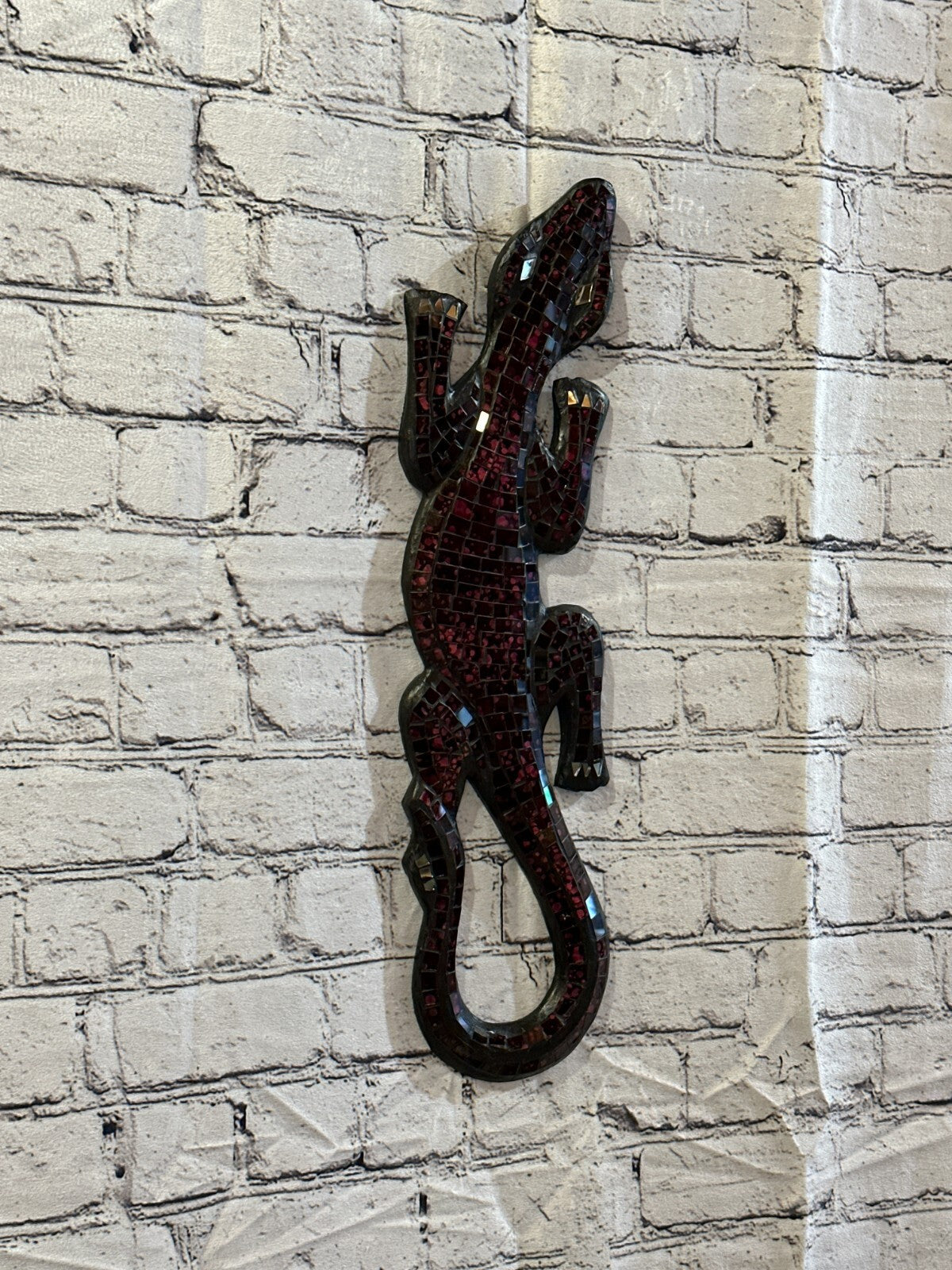 50cm Gecko Cherry Red Mosaic Wall Hanging Wooden Ornaments Wood Carving0