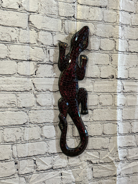 50cm Gecko Cherry Red Mosaic Wall Hanging Wooden Ornaments Wood Carving0