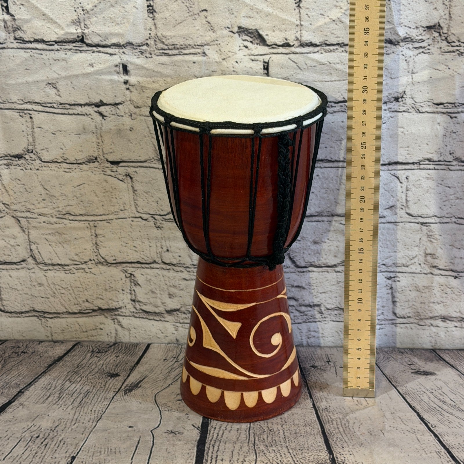 30cm Carved Djembe Drums Musical Instrument Hand Made Fair Trade Dot Painted3